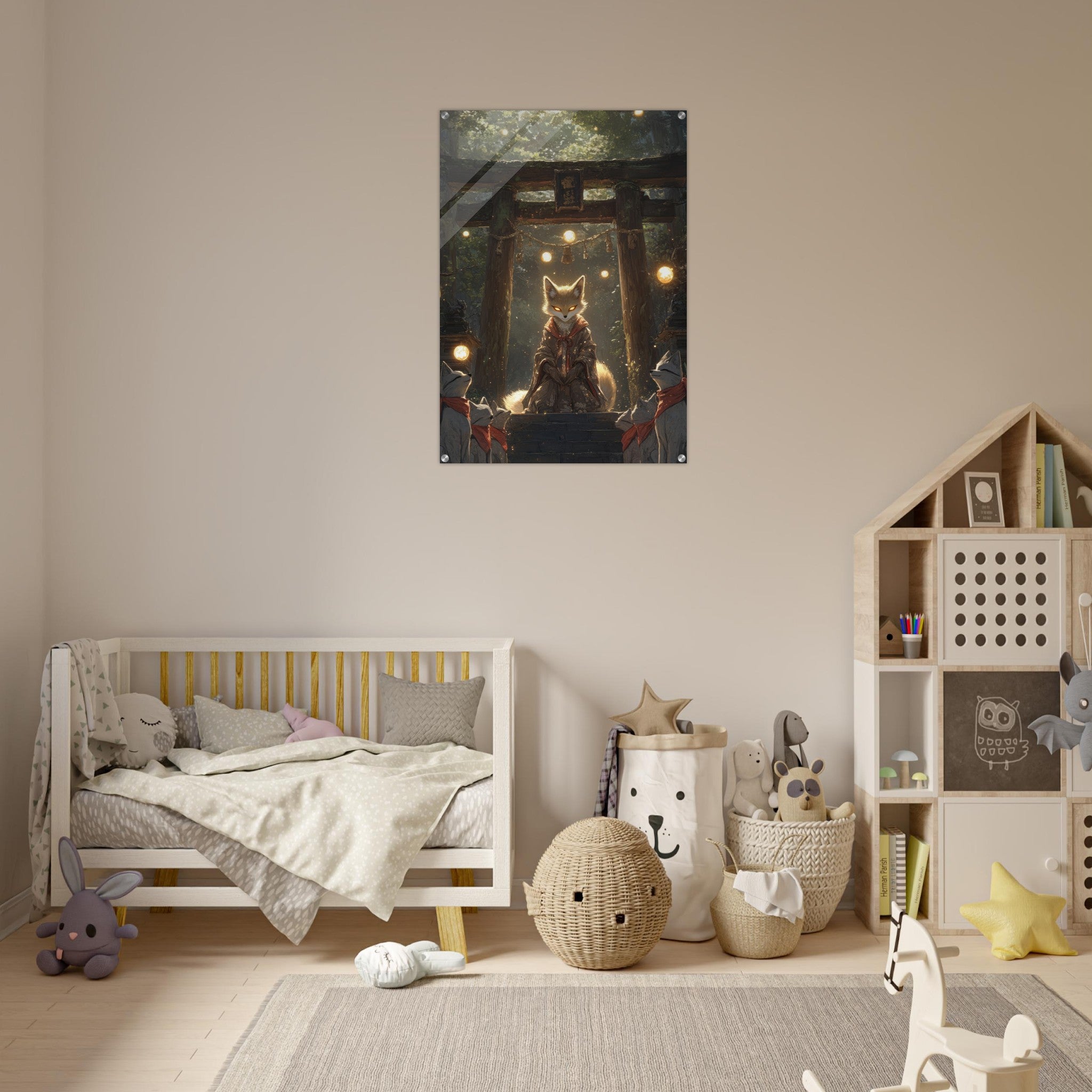 Acrylic Print Portrait - The Celestial Foxs Shrine Neo - Classical A nine - t - Shop Ai Art WebShop - Digital Art online Store