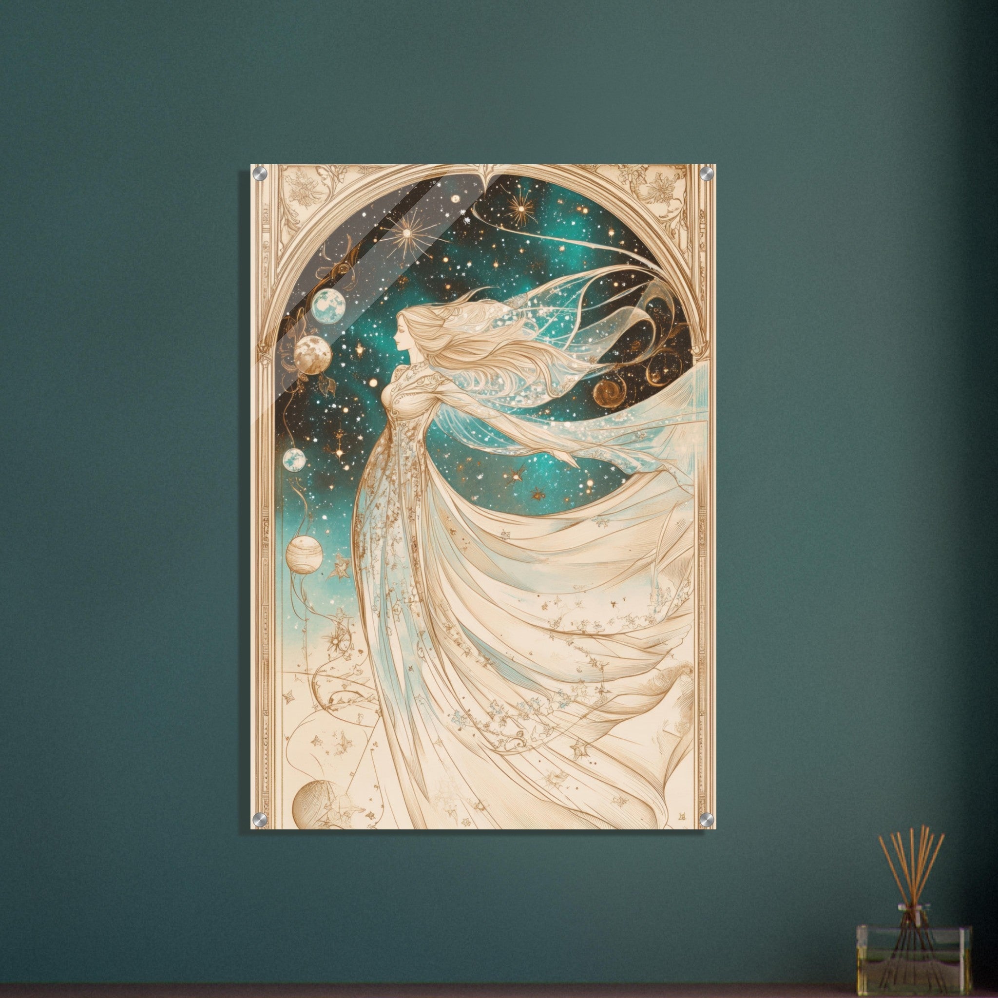 Acrylic Print Portrait - The Cosmic Muse A hand - drawn illustration 2 - Shop Ai Art WebShop - Digital Art online Store