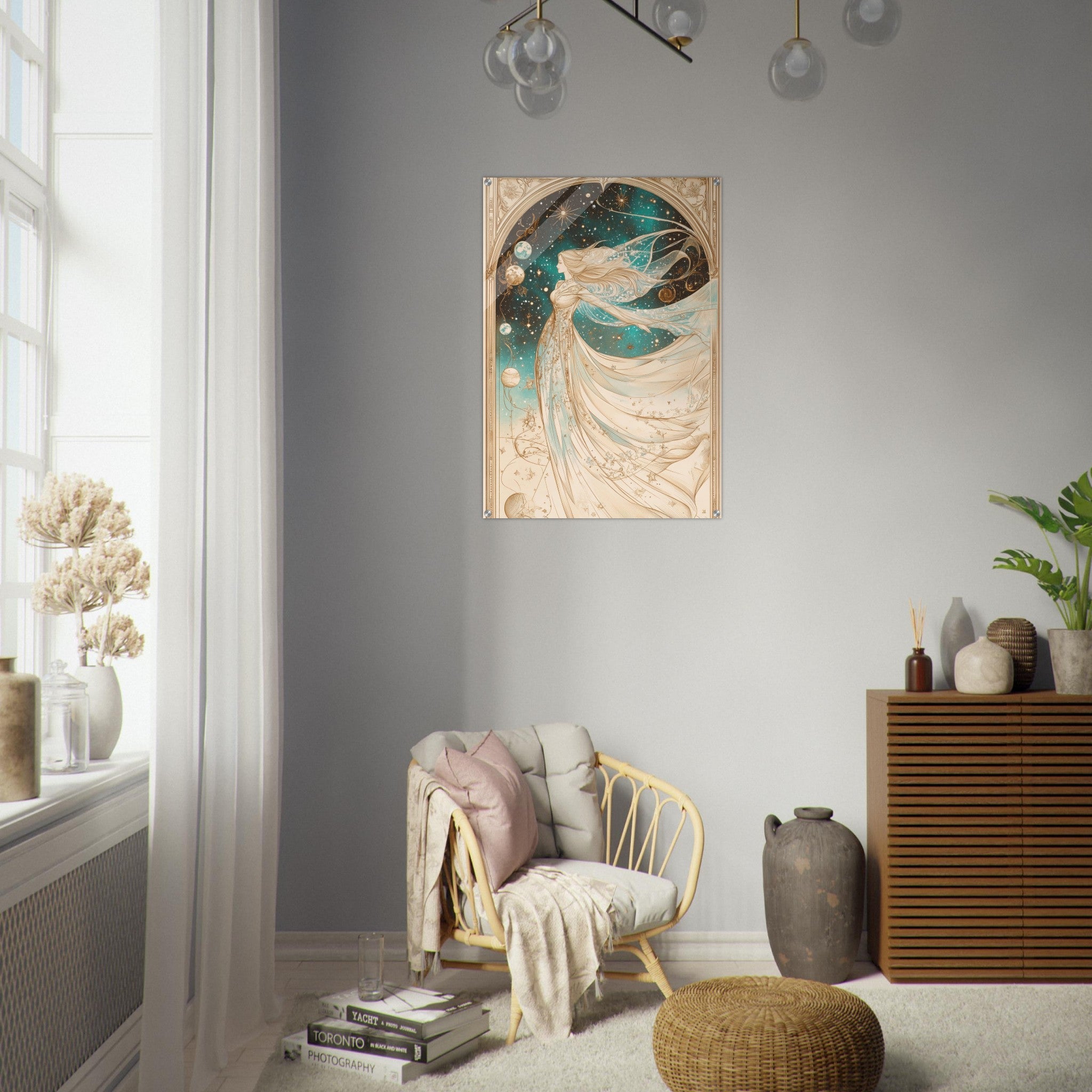 Acrylic Print Portrait - The Cosmic Muse A hand - drawn illustration 2 - Shop Ai Art WebShop - Digital Art online Store