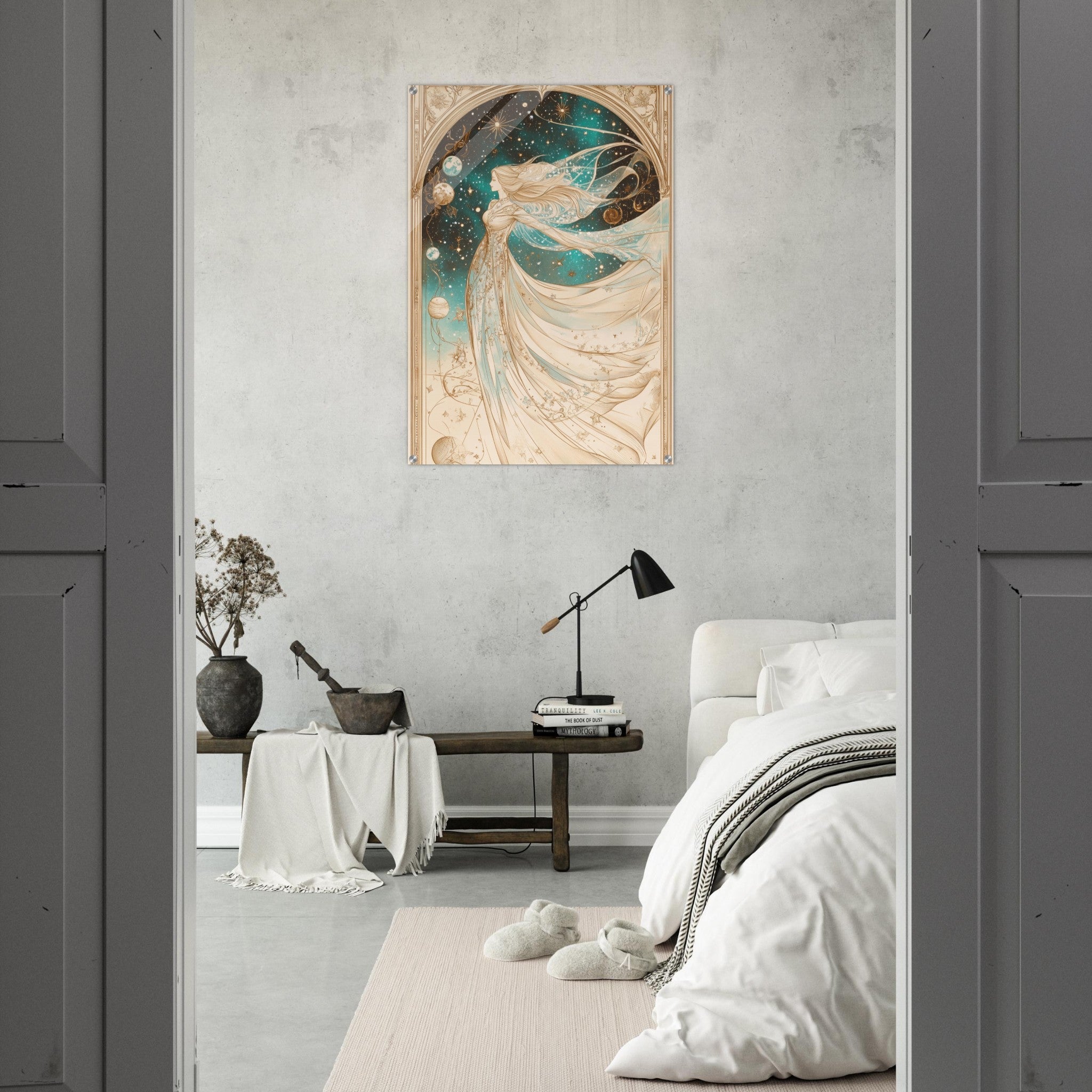 Acrylic Print Portrait - The Cosmic Muse A hand - drawn illustration 2 - Shop Ai Art WebShop - Digital Art online Store