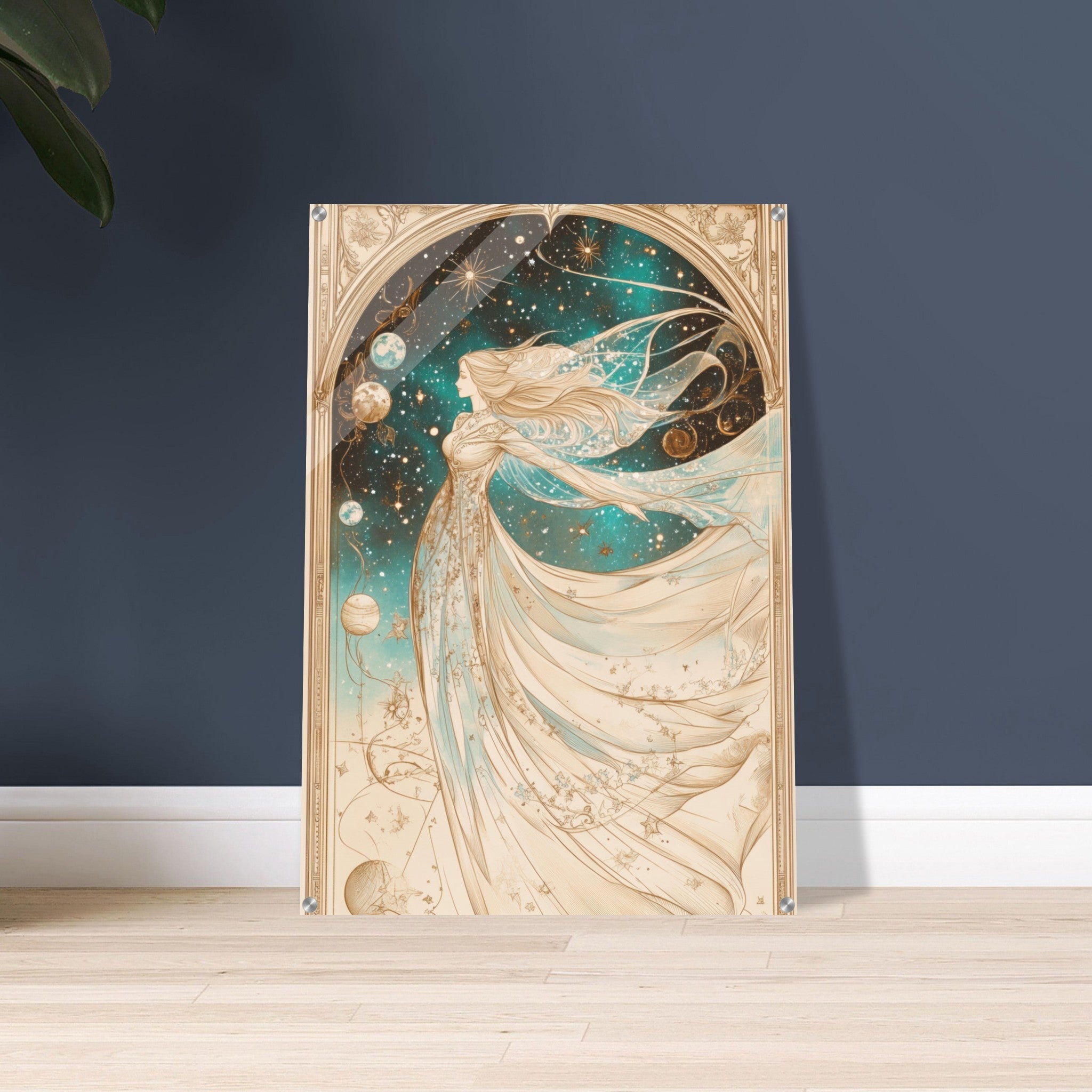 Acrylic Print Portrait - The Cosmic Muse A hand - drawn illustration 2 - Shop Ai Art WebShop - Digital Art online Store
