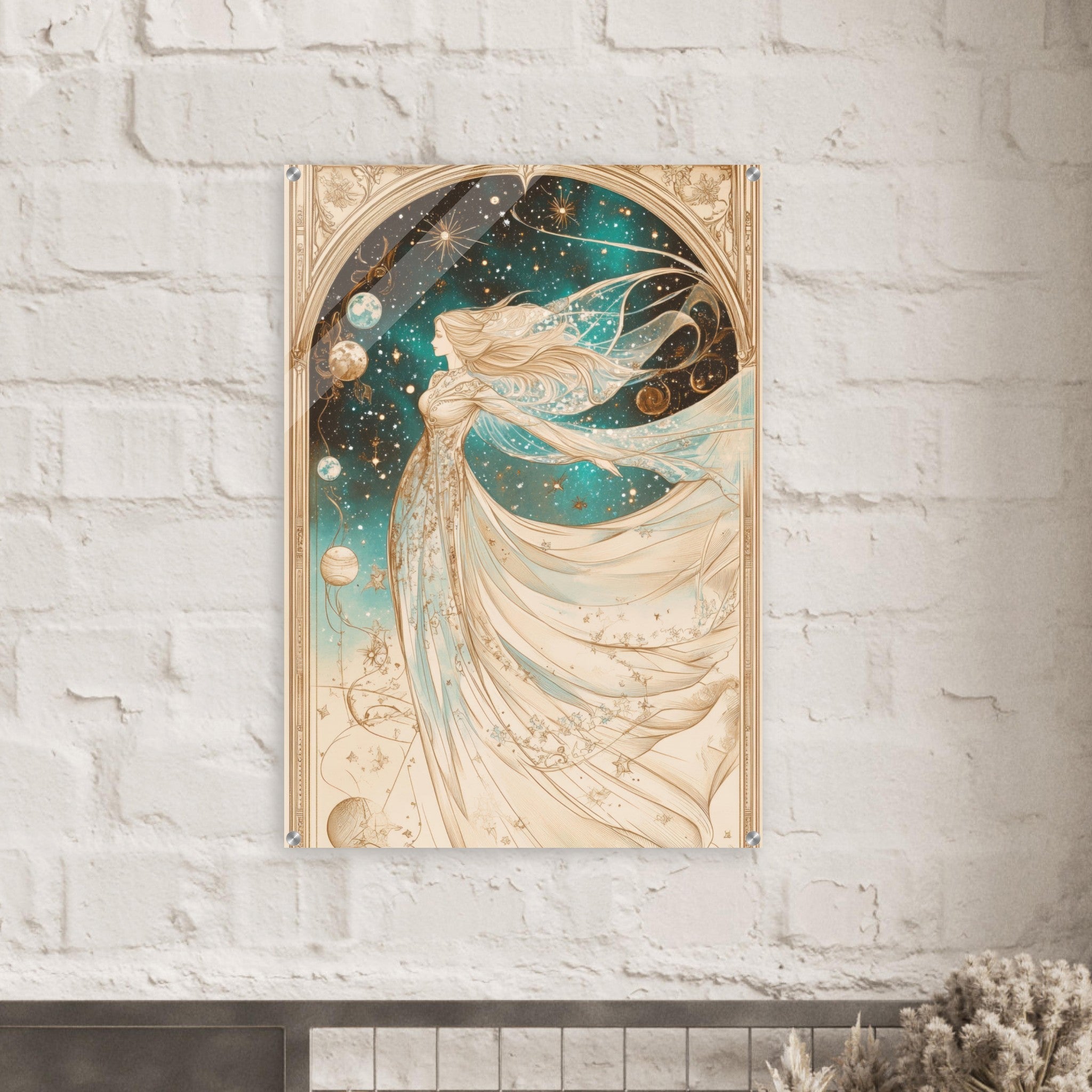 Acrylic Print Portrait - The Cosmic Muse A hand - drawn illustration 2 - Shop Ai Art WebShop - Digital Art online Store