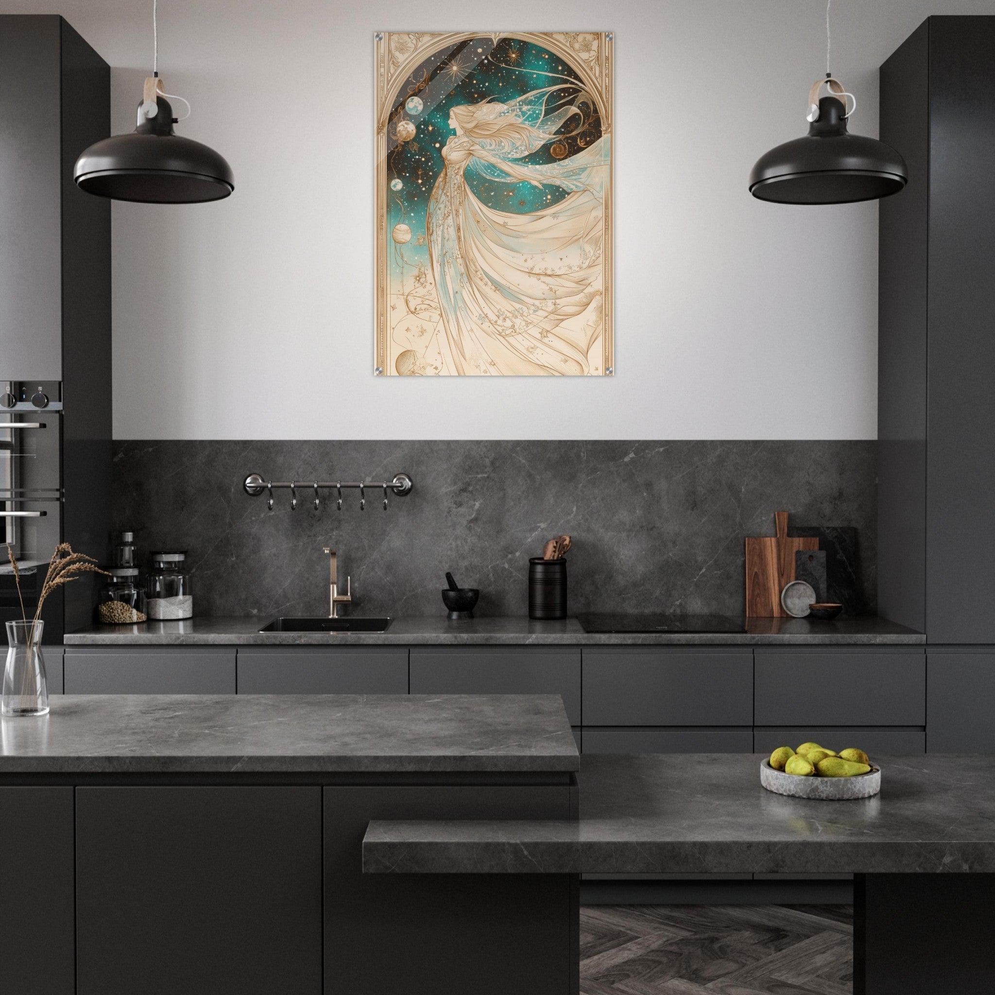 Acrylic Print Portrait - The Cosmic Muse A hand - drawn illustration 2 - Shop Ai Art WebShop - Digital Art online Store