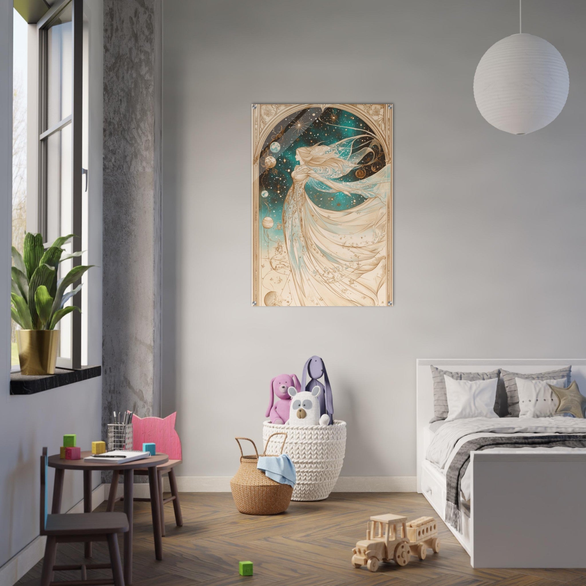 Acrylic Print Portrait - The Cosmic Muse A hand - drawn illustration 2 - Shop Ai Art WebShop - Digital Art online Store