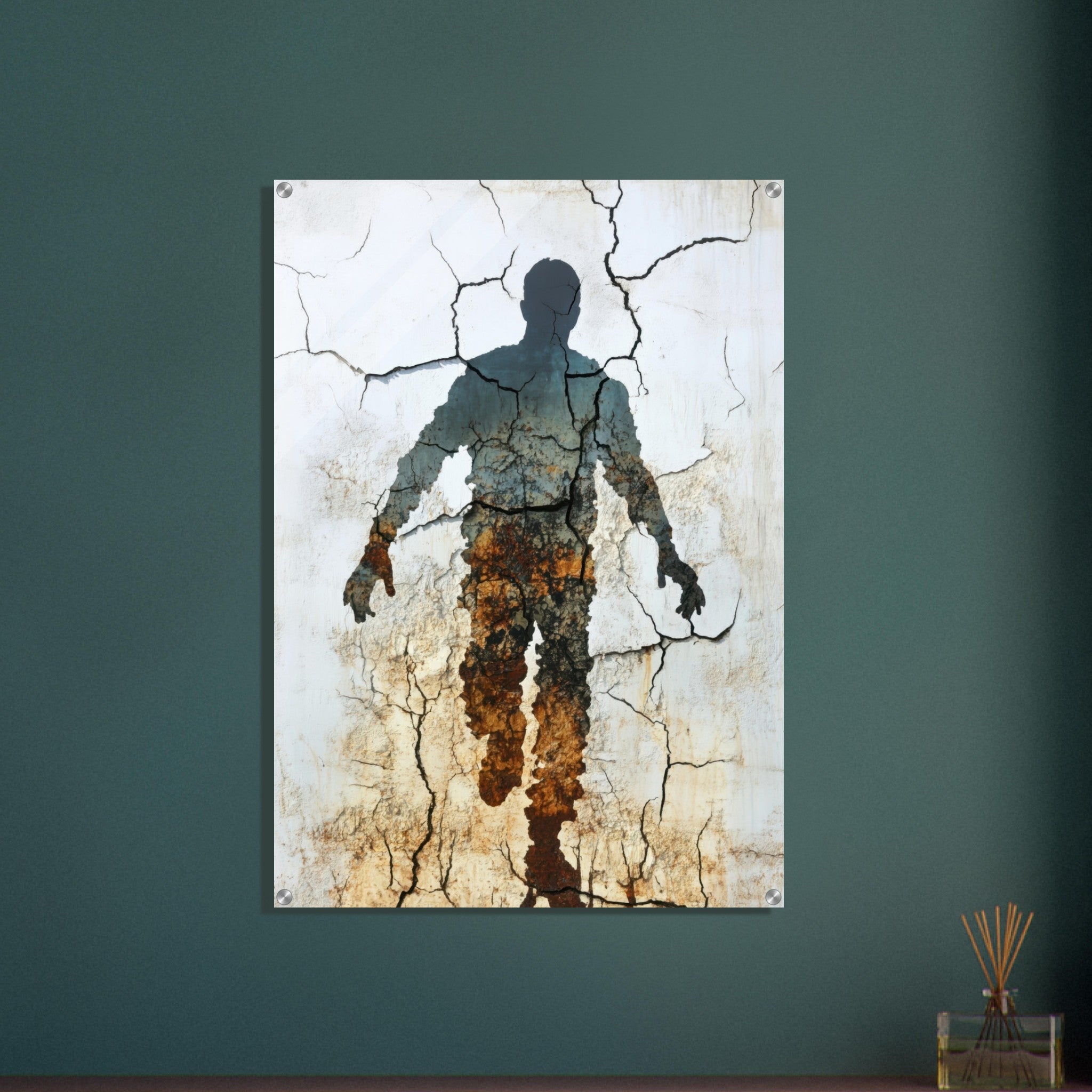 Acrylic Print Portrait - The Erosion of Thought Layers of cracked peeling 3 - Shop Ai Art WebShop - Digital Art online Store