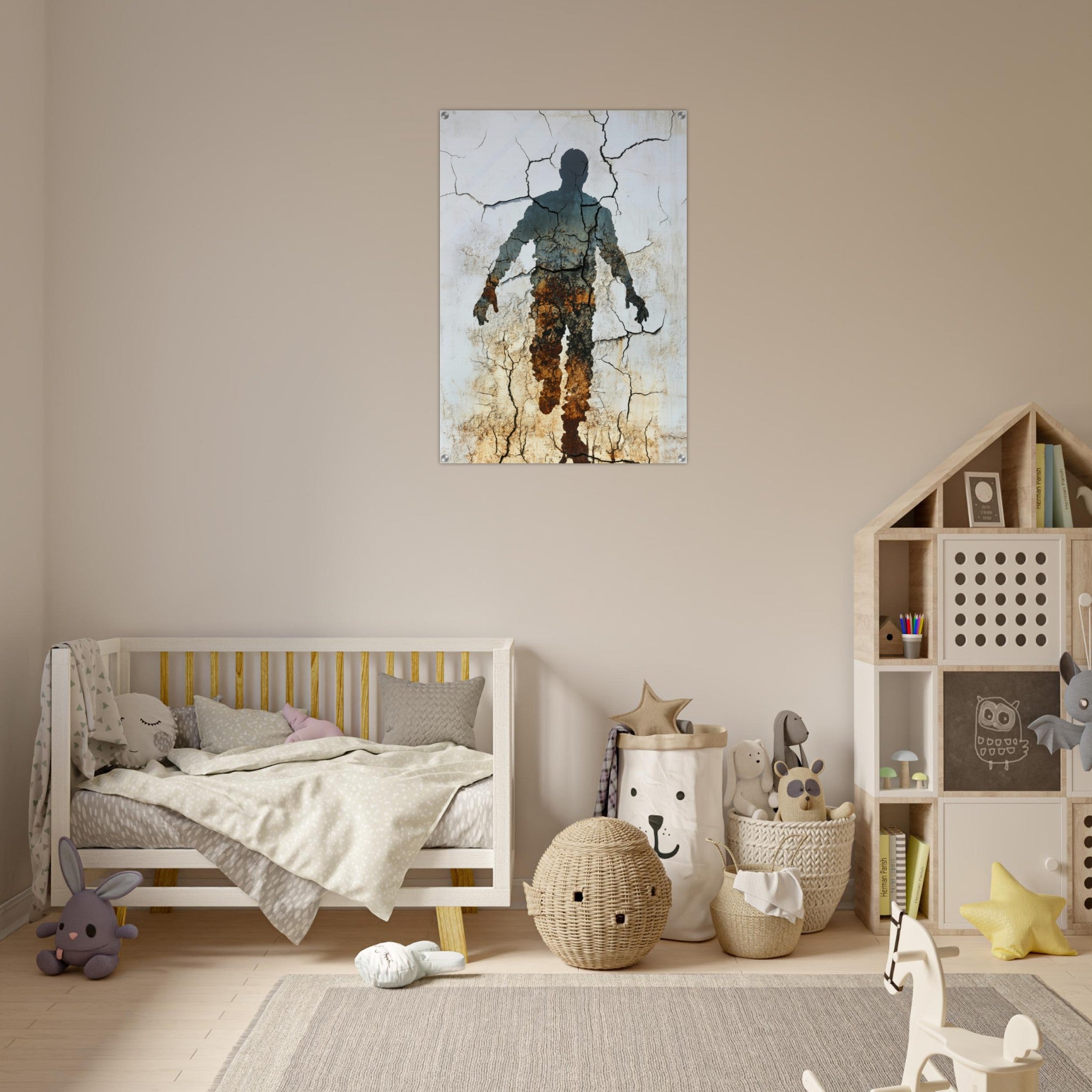 Acrylic Print Portrait - The Erosion of Thought Layers of cracked peeling 3 - Shop Ai Art WebShop - Digital Art online Store