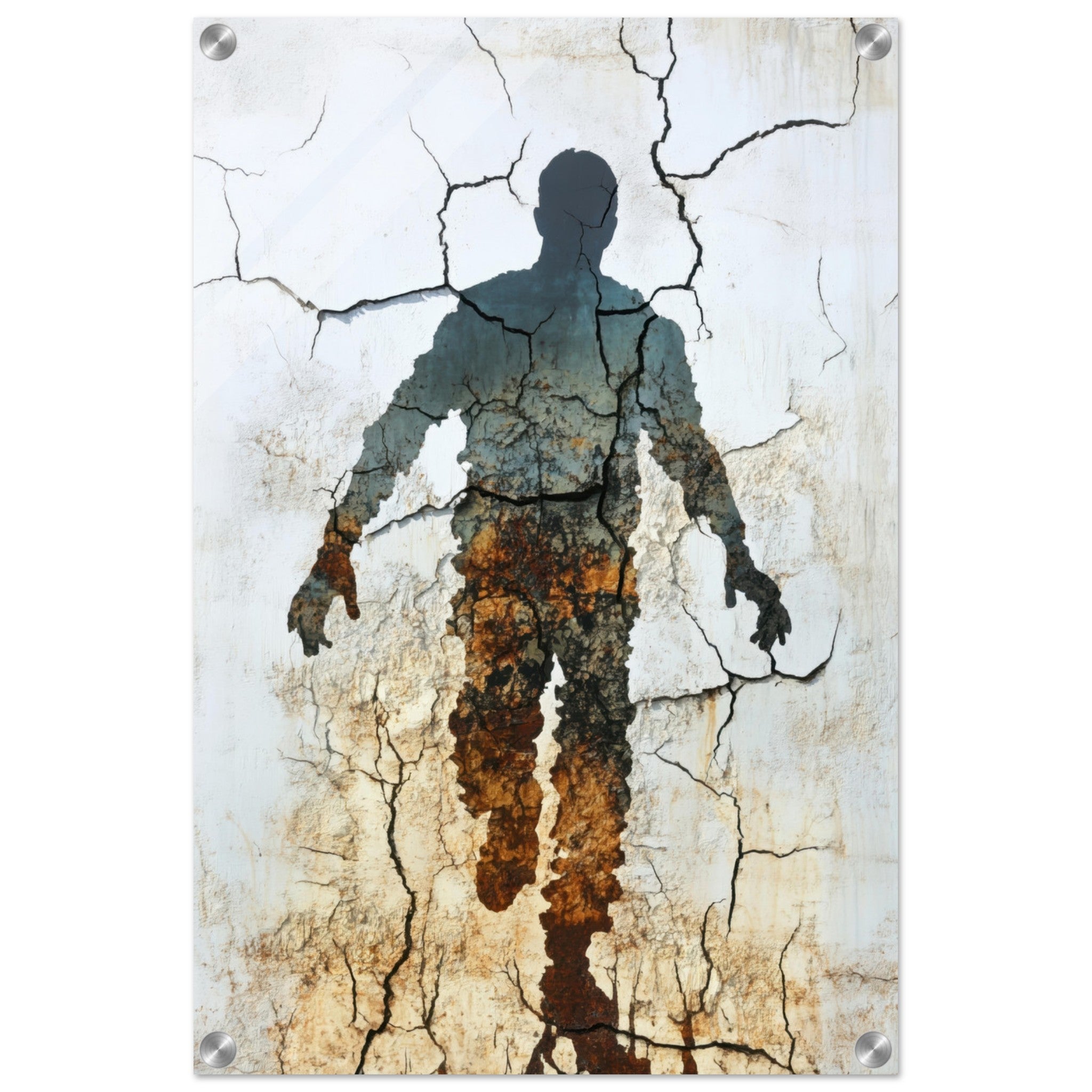 Acrylic Print Portrait - The Erosion of Thought Layers of cracked peeling 3 - Shop Ai Art WebShop - Digital Art online Store