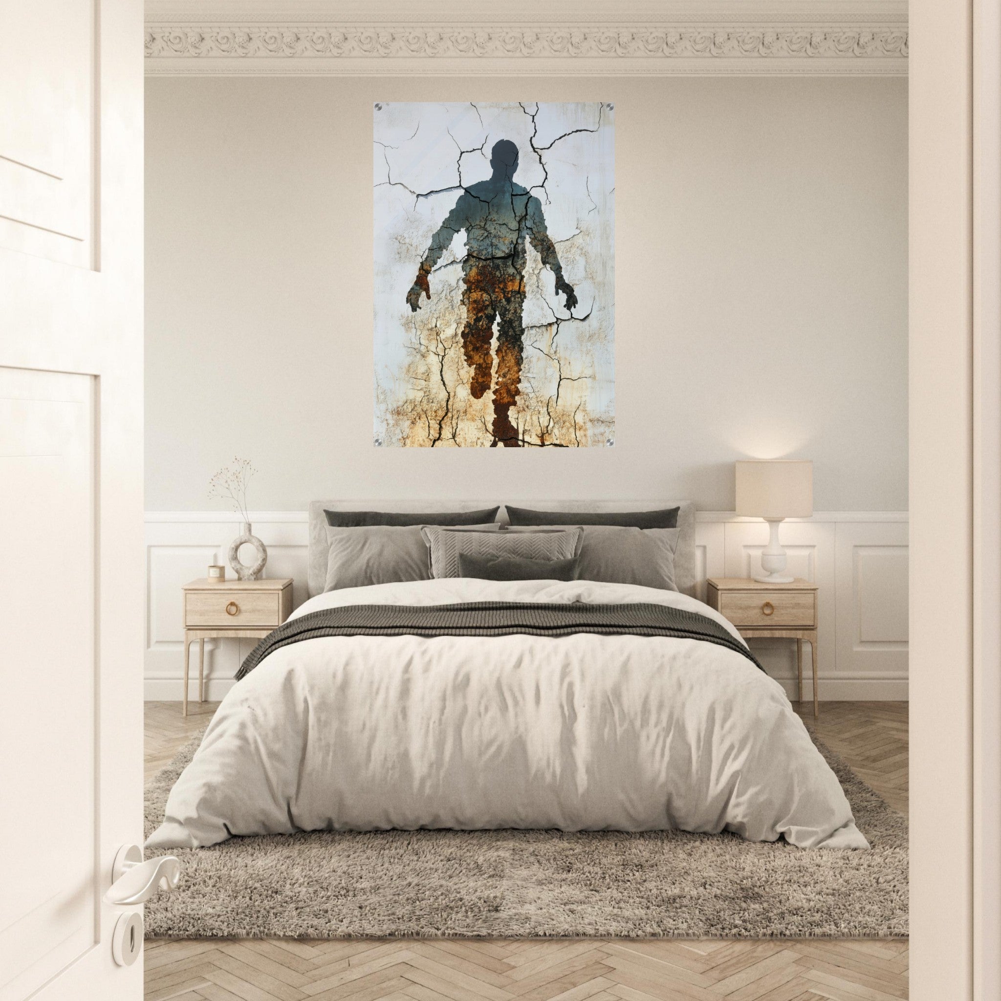 Acrylic Print Portrait - The Erosion of Thought Layers of cracked peeling 3 - Shop Ai Art WebShop - Digital Art online Store