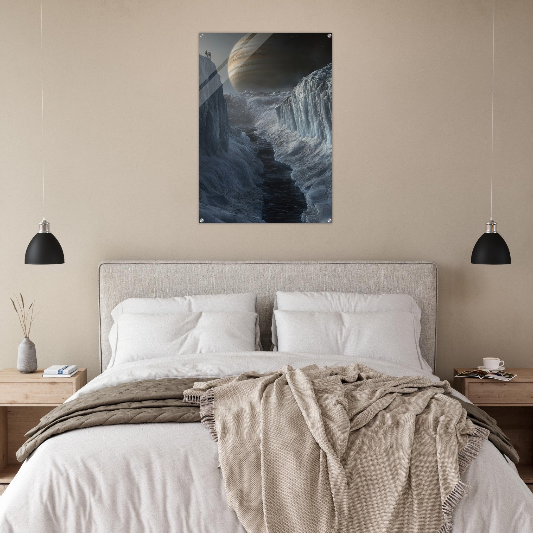 Acrylic Print Portrait - The Frozen Wasteland of Europa An expedition tea 2 - Shop Ai Art WebShop - Digital Art online Store