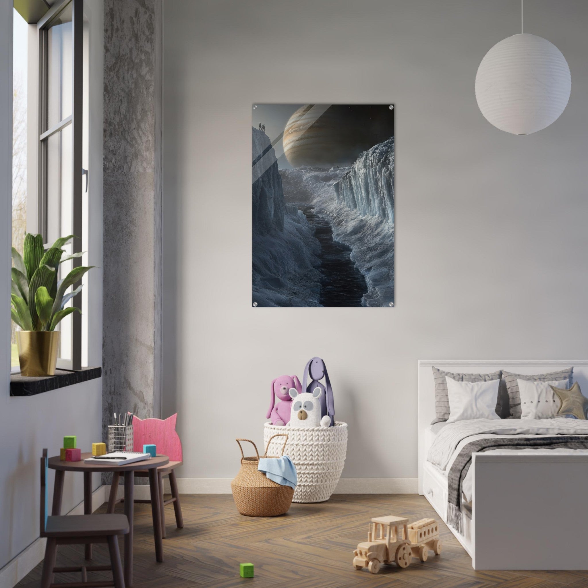 Acrylic Print Portrait - The Frozen Wasteland of Europa An expedition tea 2 - Shop Ai Art WebShop - Digital Art online Store