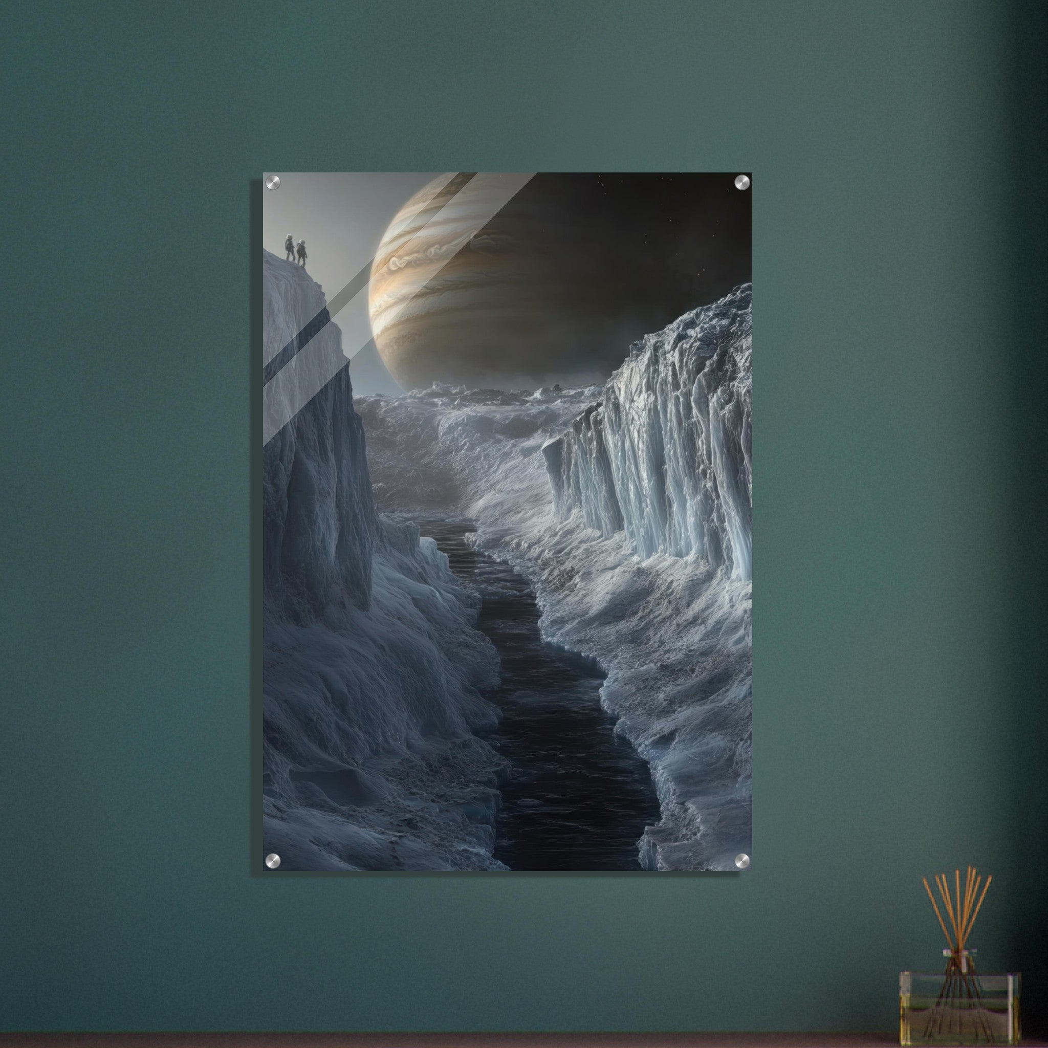 Acrylic Print Portrait - The Frozen Wasteland of Europa An expedition tea 2 - Shop Ai Art WebShop - Digital Art online Store