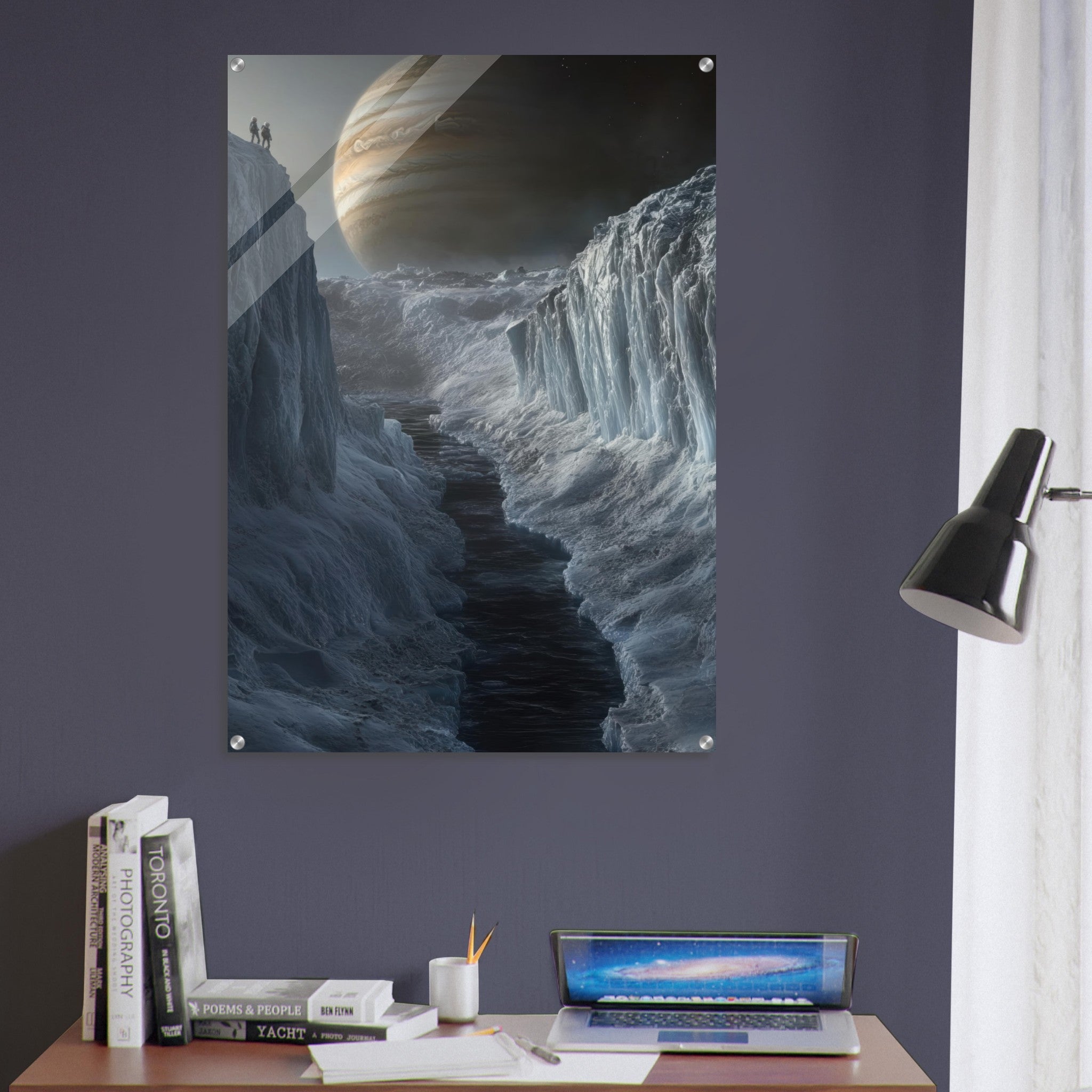 Acrylic Print Portrait - The Frozen Wasteland of Europa An expedition tea 2 - Shop Ai Art WebShop - Digital Art online Store