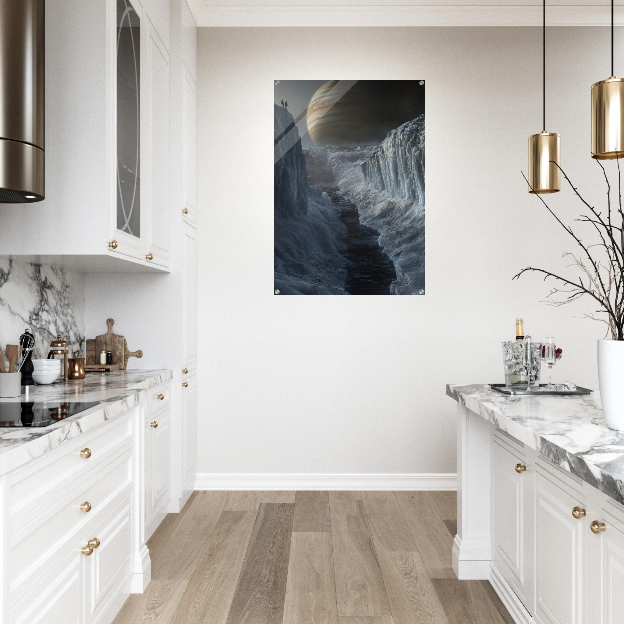 Acrylic Print Portrait - The Frozen Wasteland of Europa An expedition tea 2 - Shop Ai Art WebShop - Digital Art online Store