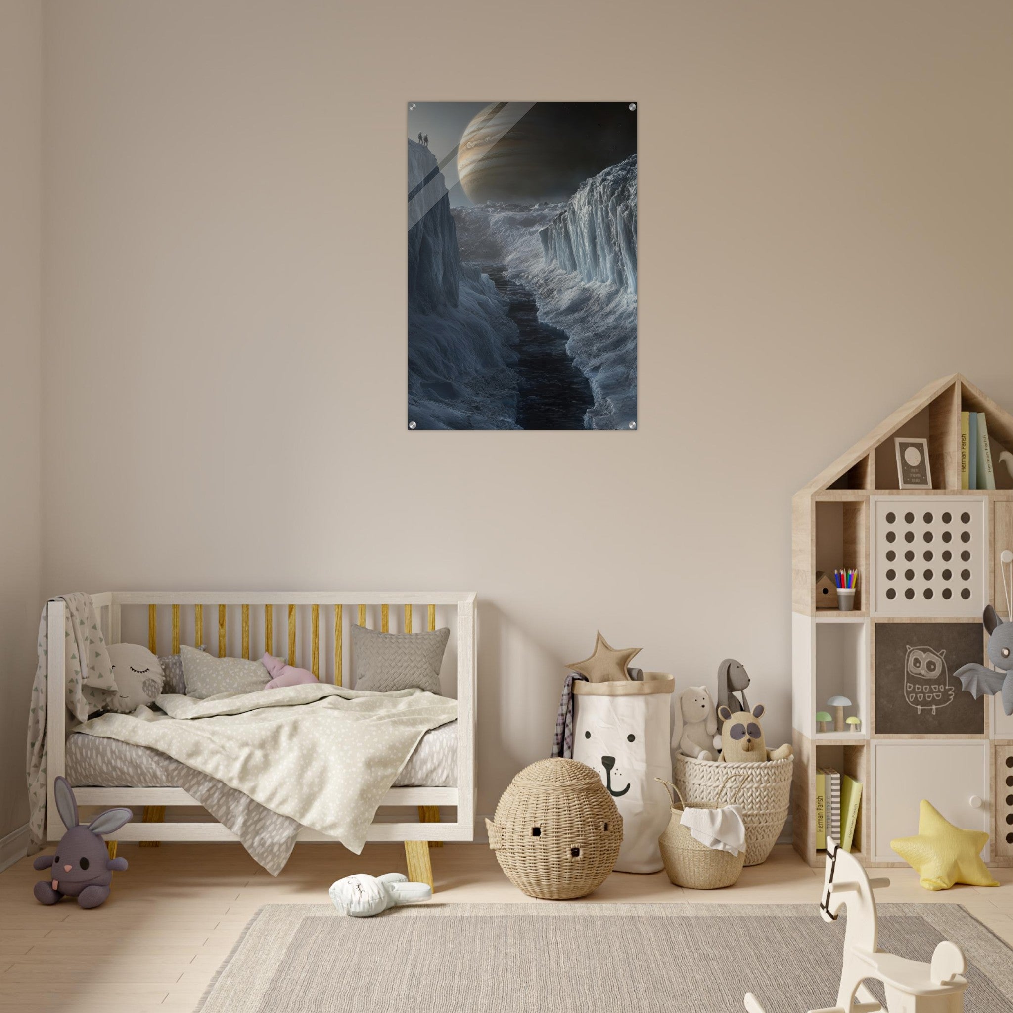 Acrylic Print Portrait - The Frozen Wasteland of Europa An expedition tea 2 - Shop Ai Art WebShop - Digital Art online Store