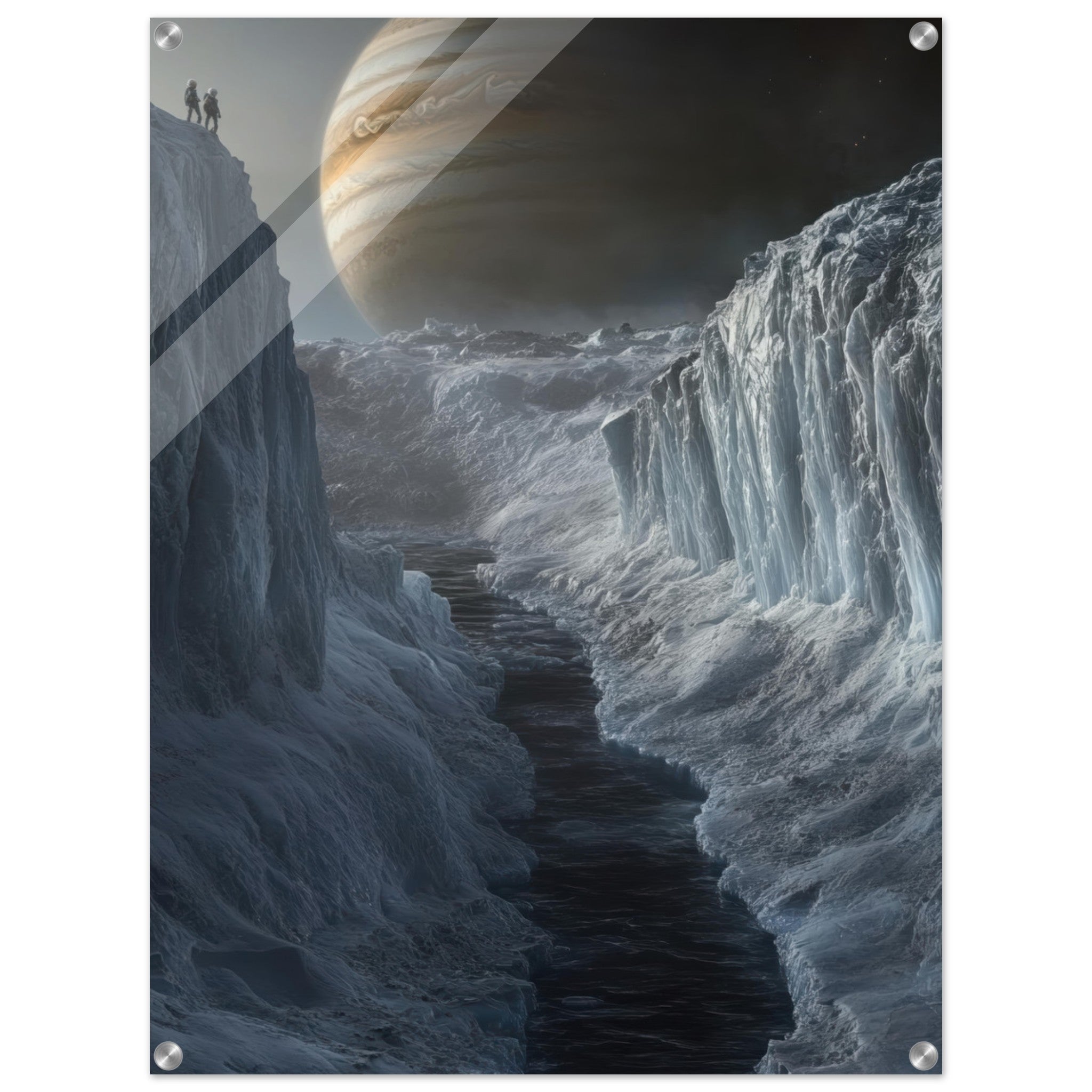 Acrylic Print Portrait - The Frozen Wasteland of Europa An expedition tea 2 - Shop Ai Art WebShop - Digital Art online Store