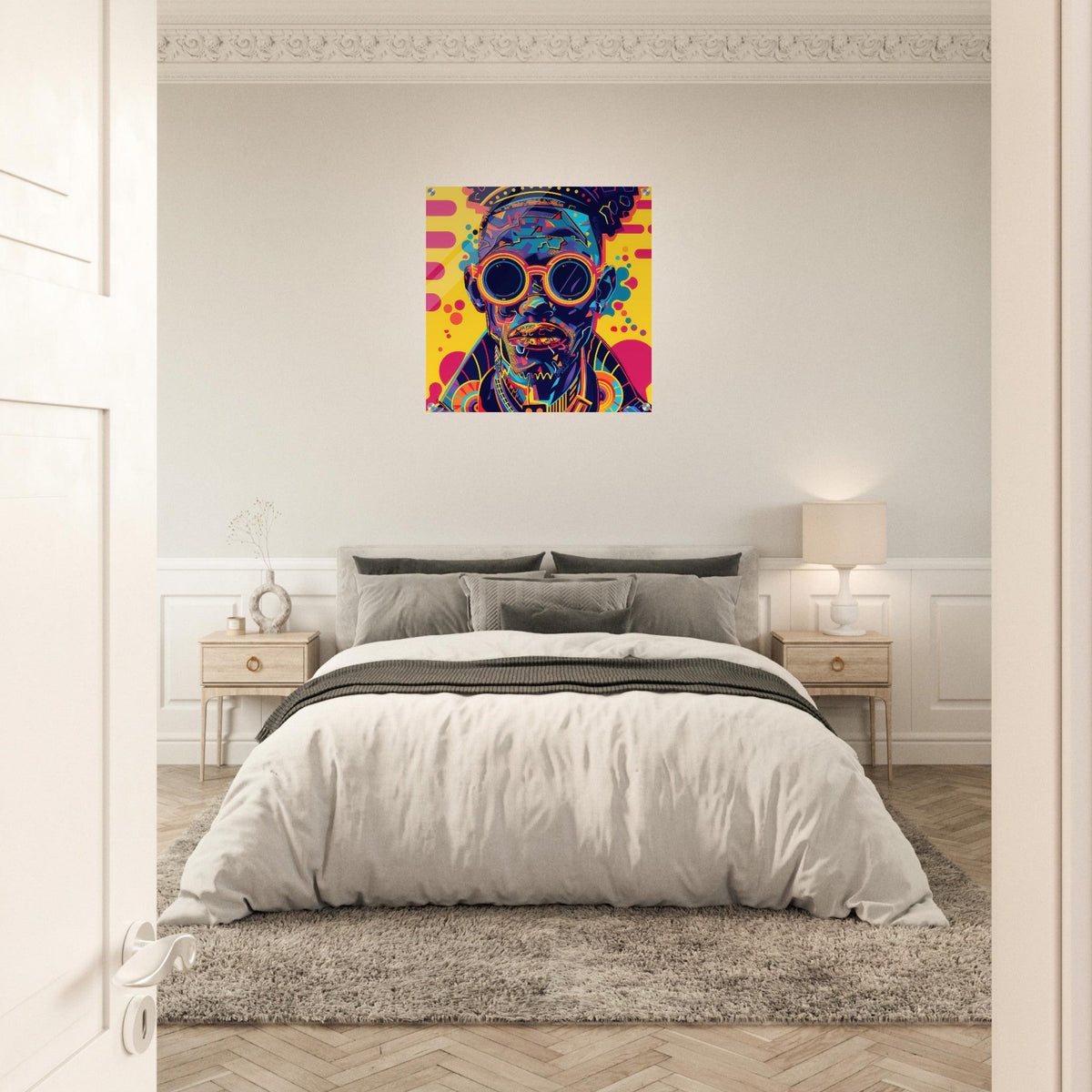 Acrylic Print Square - Afrofuturism swedish sharkansas in abstract styl 9 - Shop Ai Art WebShop - Digital Art online Store