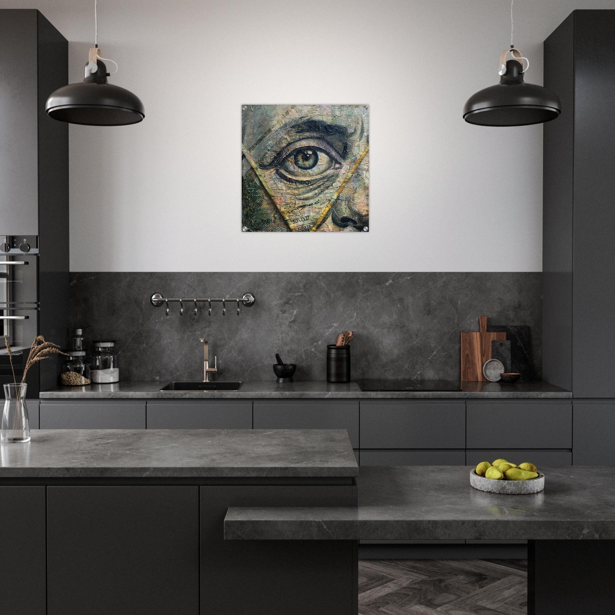 Acrylic Print Square - All seeing eye in a 1 dollar bill abstract art - Shop Ai Art WebShop - Digital Art online Store