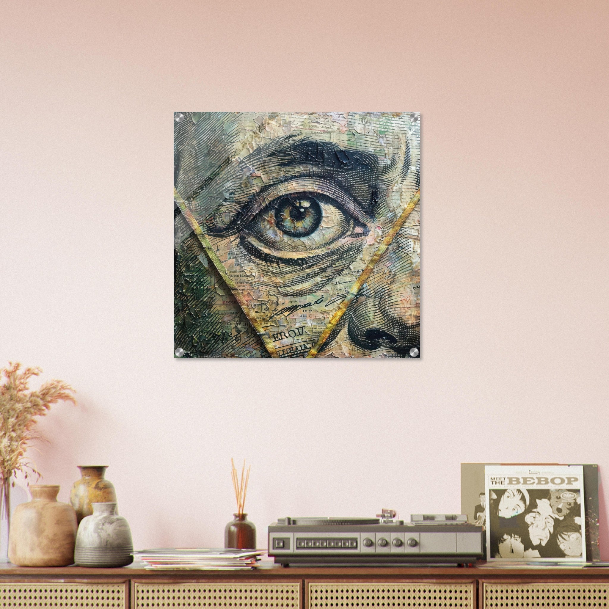 Acrylic Print Square - All seeing eye in a 1 dollar bill abstract art - Shop Ai Art WebShop - Digital Art online Store