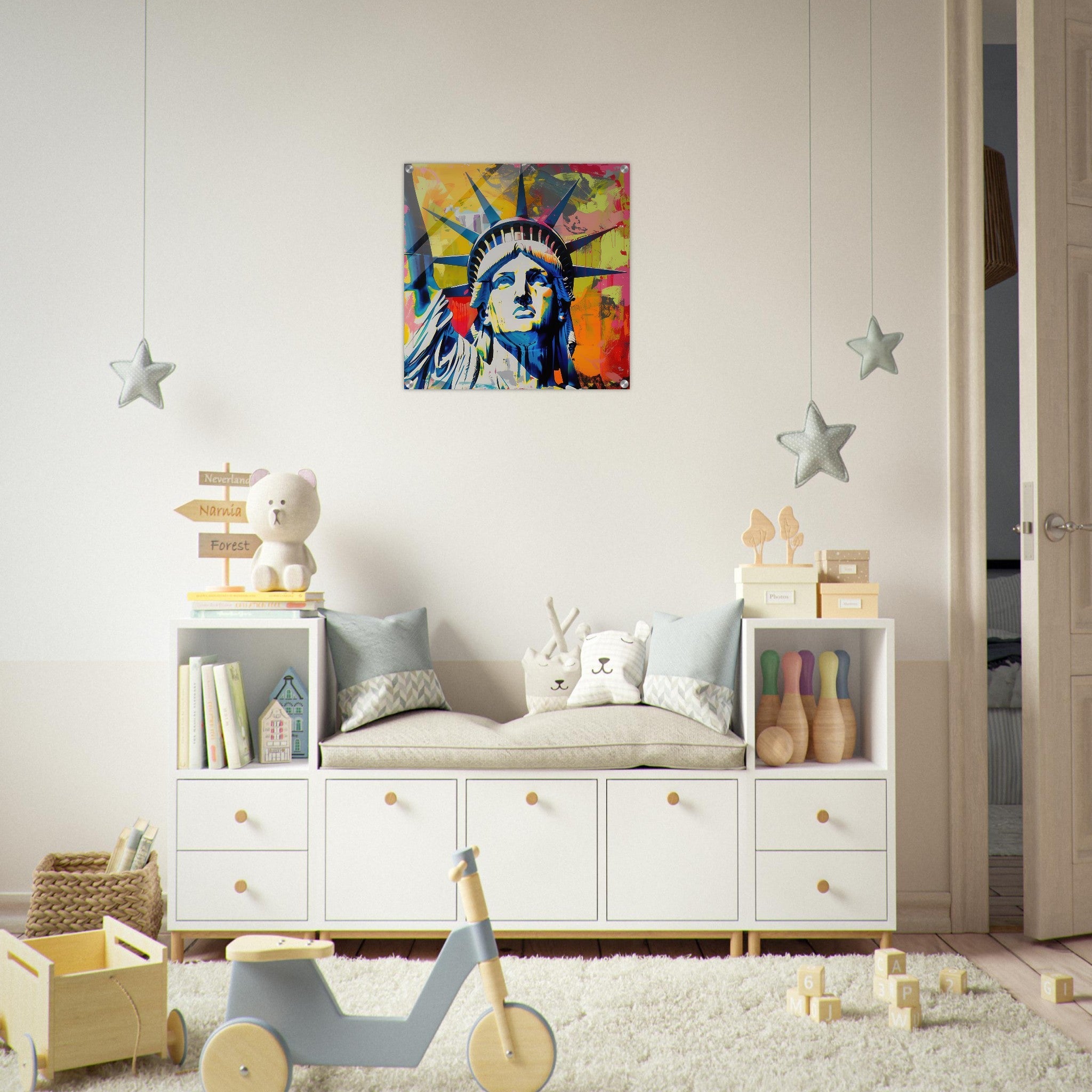 Acrylic Print Square - American pop art abstract art style - Shop Ai Art WebShop - Digital Art online Store