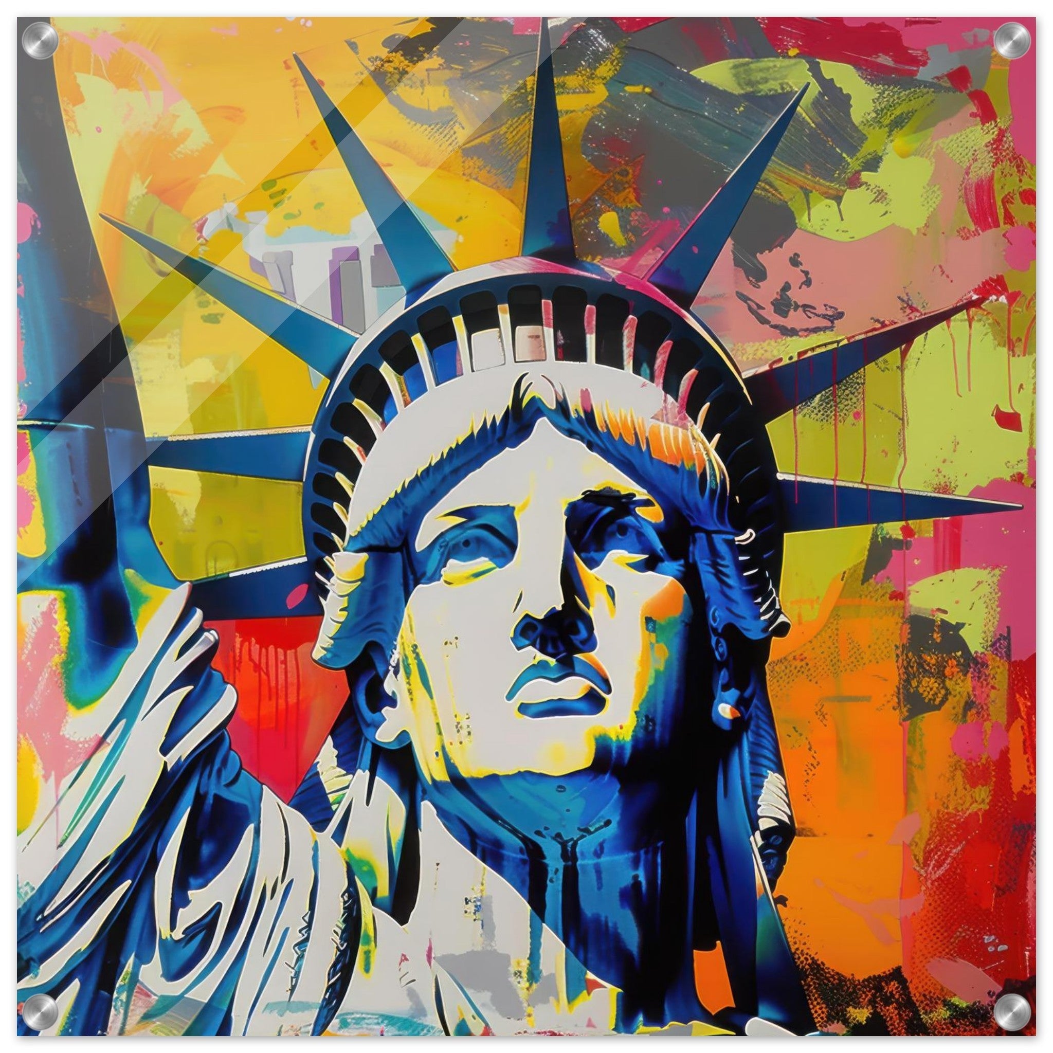 Acrylic Print Square - American pop art abstract art style - Shop Ai Art WebShop - Digital Art online Store