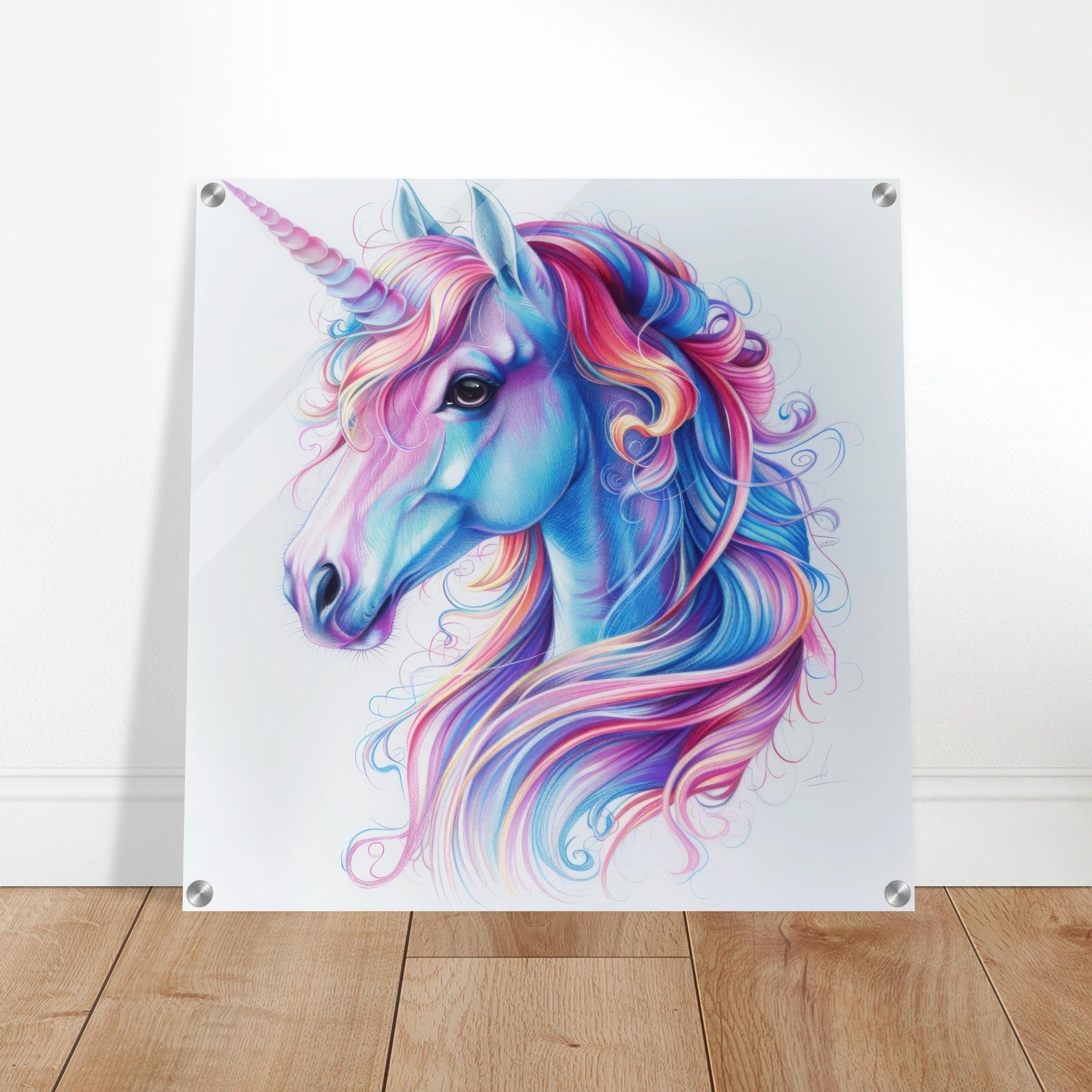Acrylic Print Square - Children Kids Room Art Unicorn Fantasy 2 - Shop Ai Art WebShop - Digital Art online Store