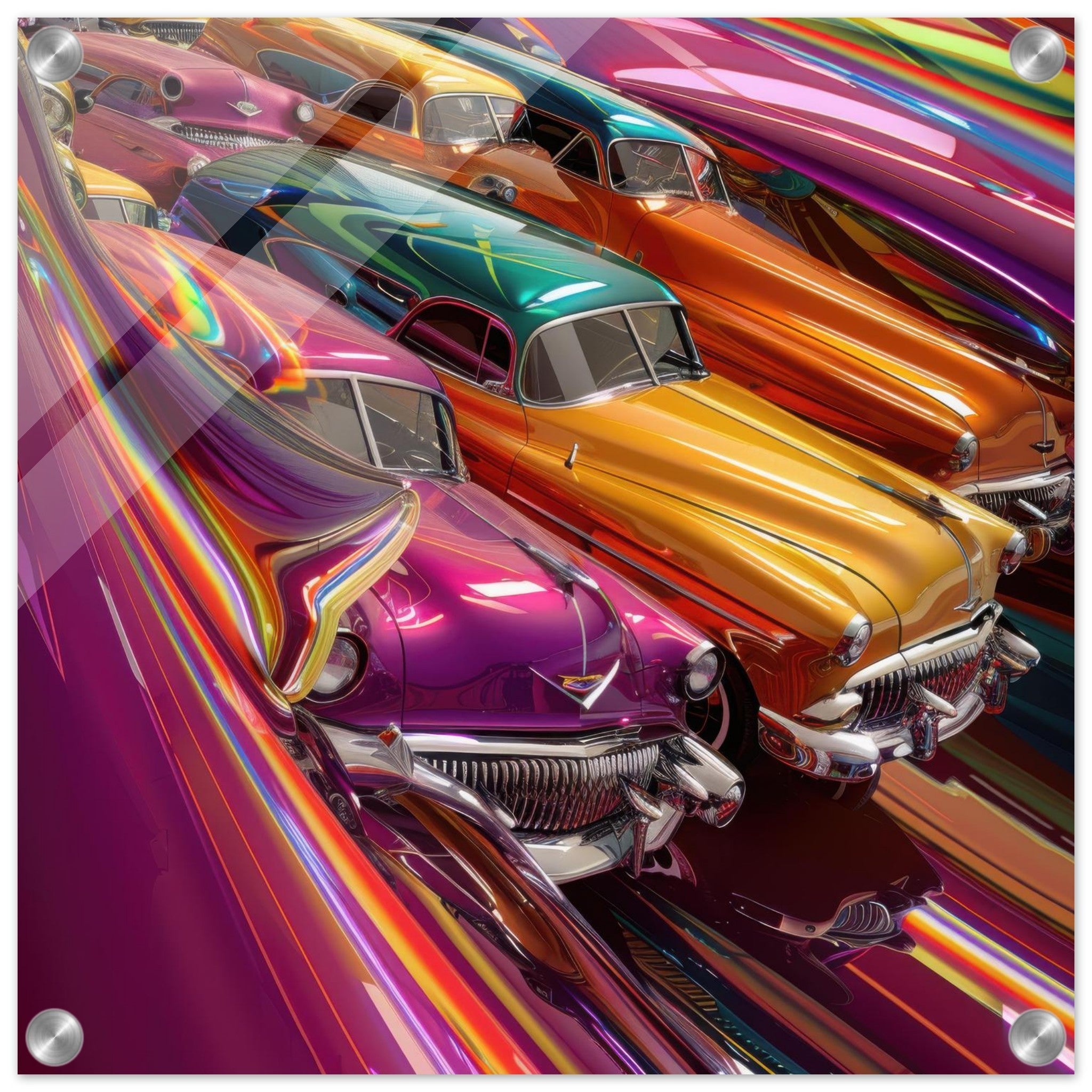 Acrylic Print Square - Classic Cars Art - Shop Ai Art WebShop - Digital Art online Store