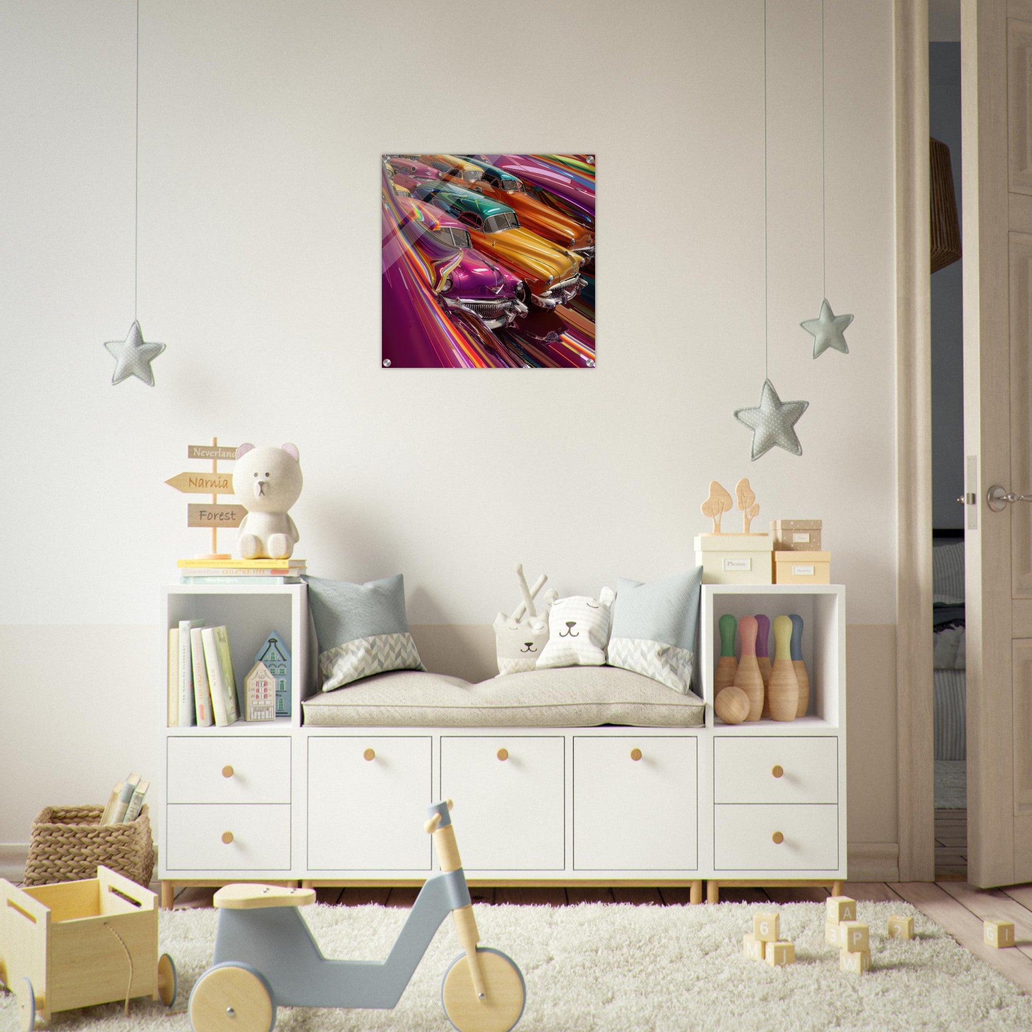 Acrylic Print Square - Classic Cars Art - Shop Ai Art WebShop - Digital Art online Store