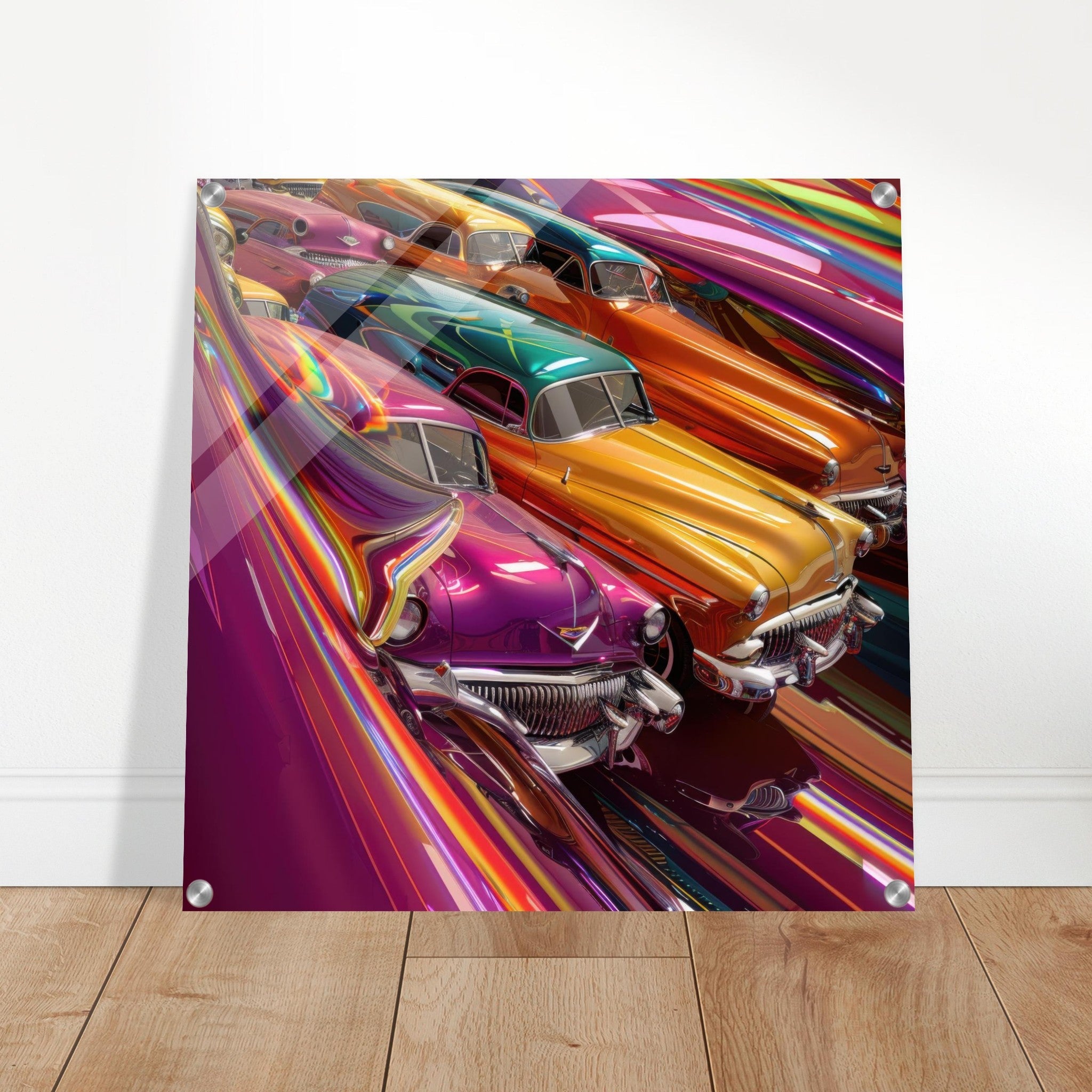Acrylic Print Square - Classic Cars Art - Shop Ai Art WebShop - Digital Art online Store