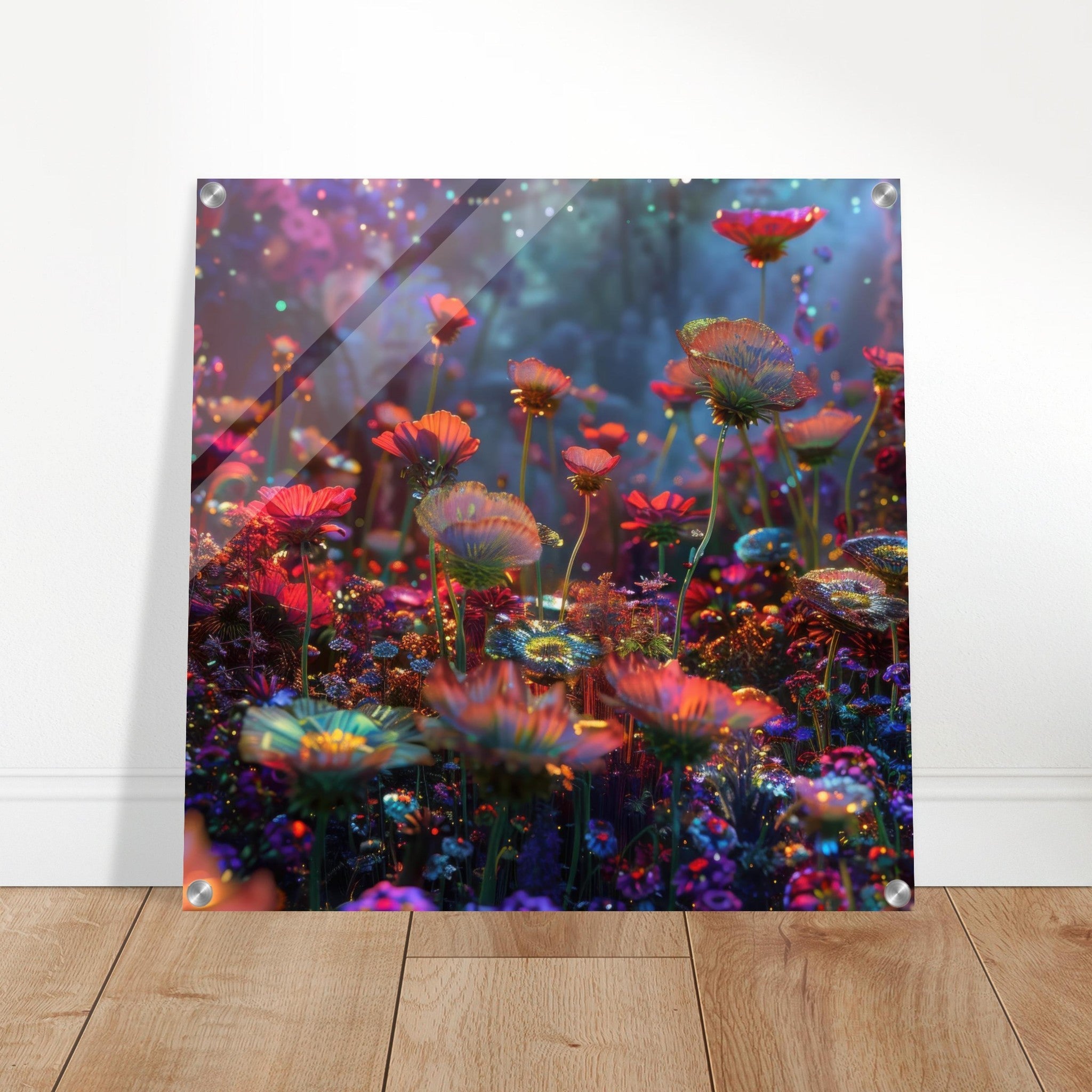 Acrylic Print Square - Colorfull Flower Art 13 - Shop Ai Art WebShop - Digital Art online Store