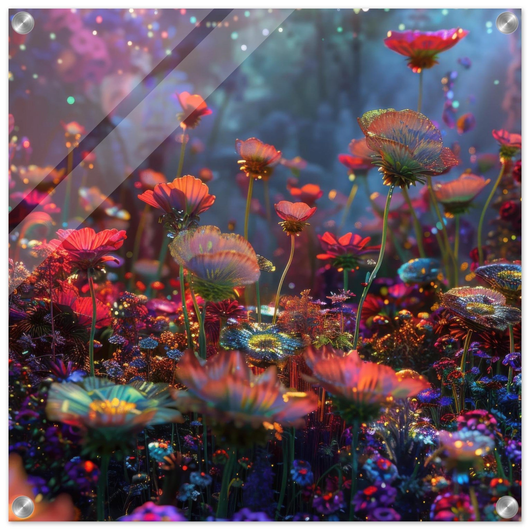 Acrylic Print Square - Colorfull Flower Art 13 - Shop Ai Art WebShop - Digital Art online Store