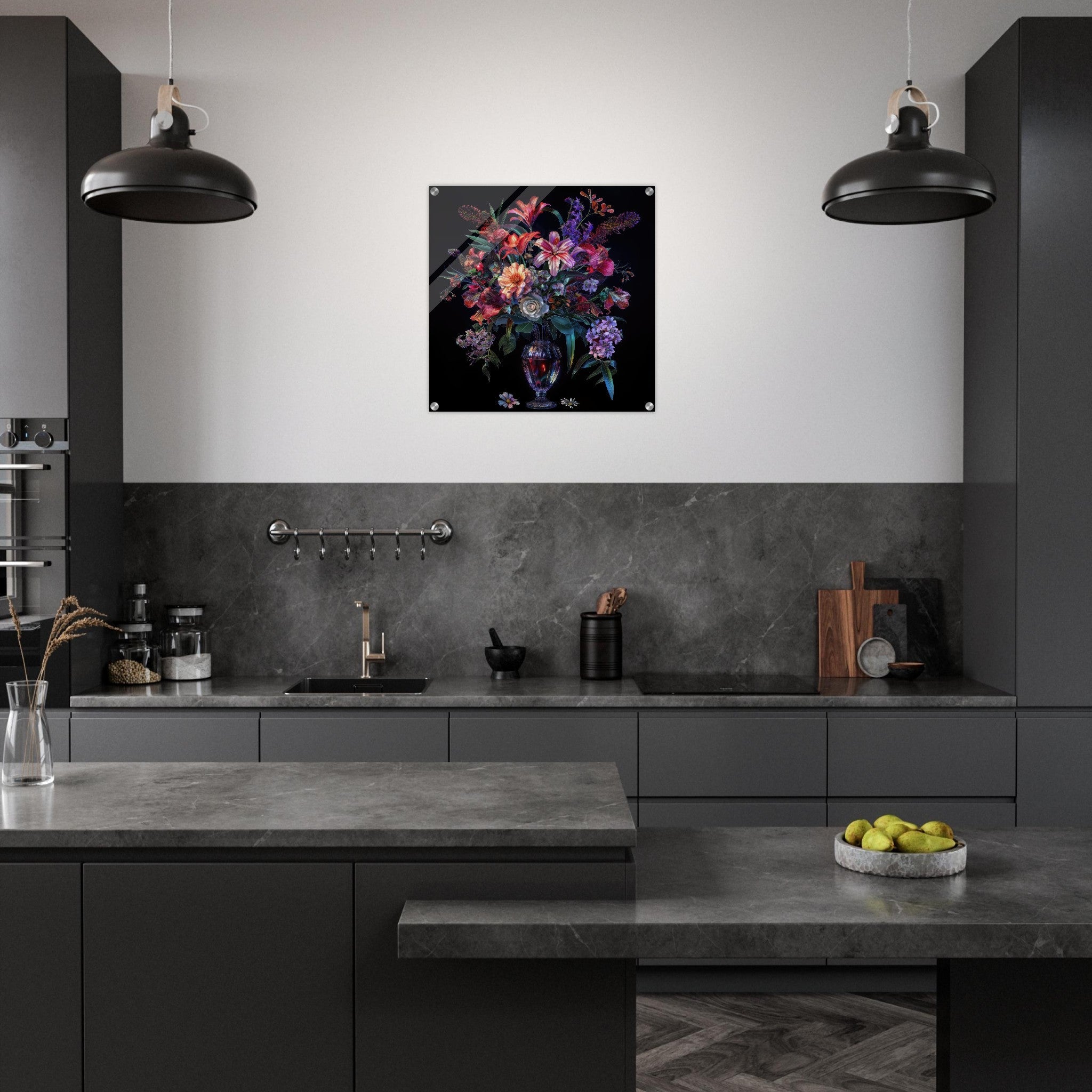 Acrylic Print Square - Colorfull Flower Art 14 - Shop Ai Art WebShop - Digital Art online Store