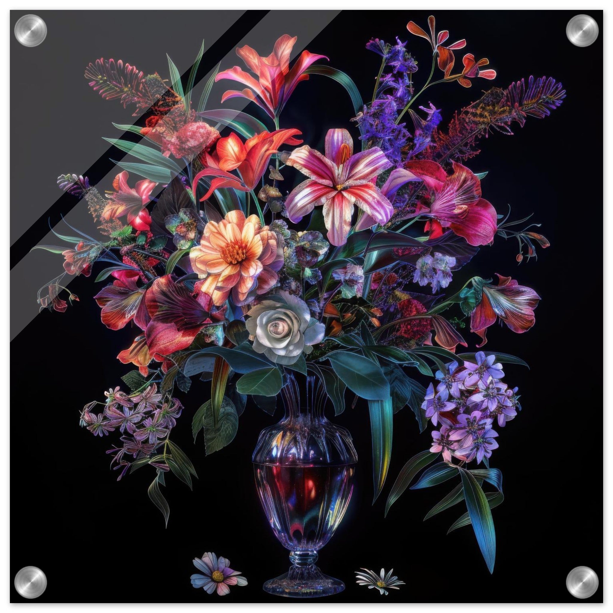 Acrylic Print Square - Colorfull Flower Art 14 - Shop Ai Art WebShop - Digital Art online Store