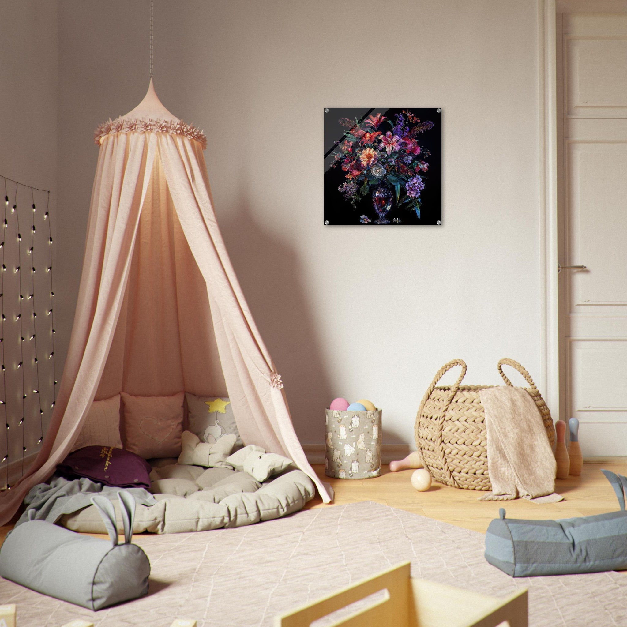 Acrylic Print Square - Colorfull Flower Art 14 - Shop Ai Art WebShop - Digital Art online Store