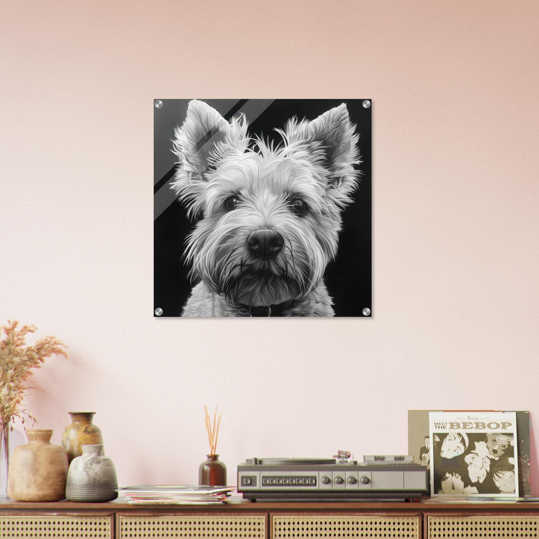 Acrylic Print Square - Dogs Westie Art - Shop Ai Art WebShop - Digital Art online Store