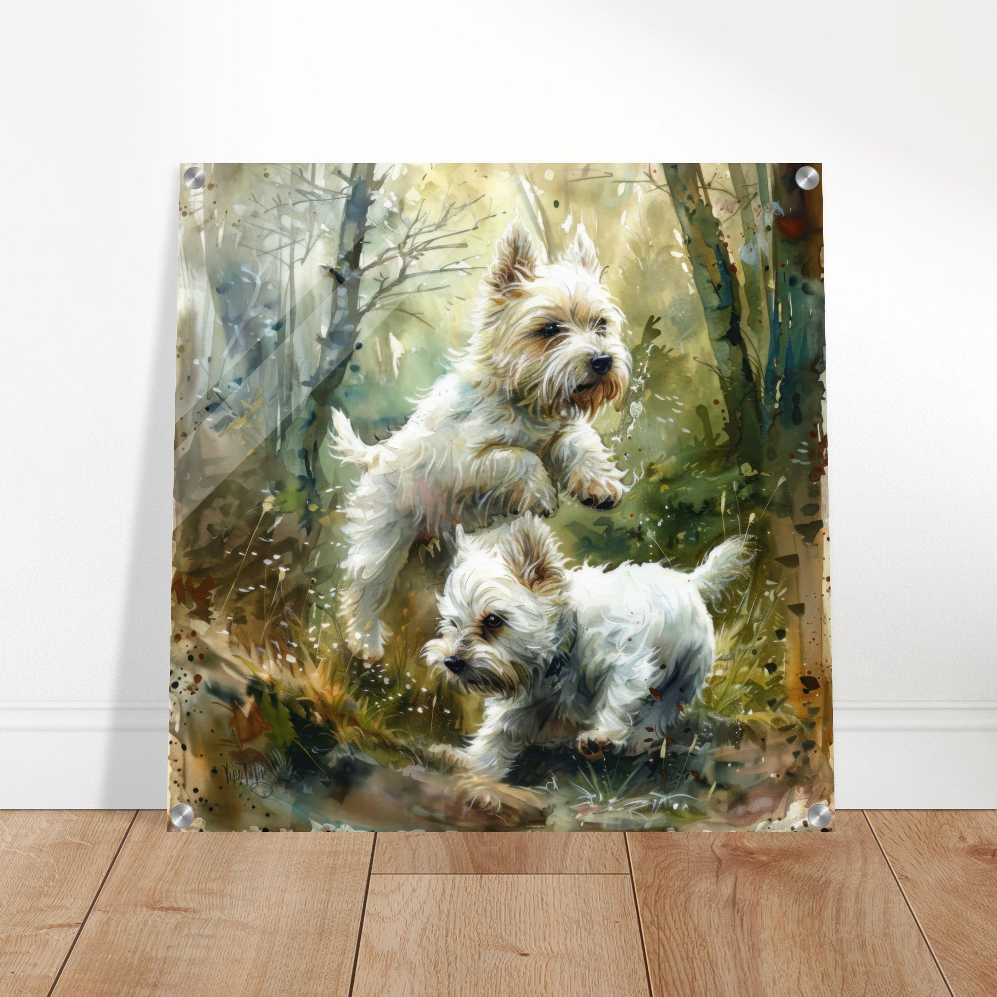 Acrylic Print Square - Dogs Westie Art1 - Shop Ai Art WebShop - Digital Art online Store