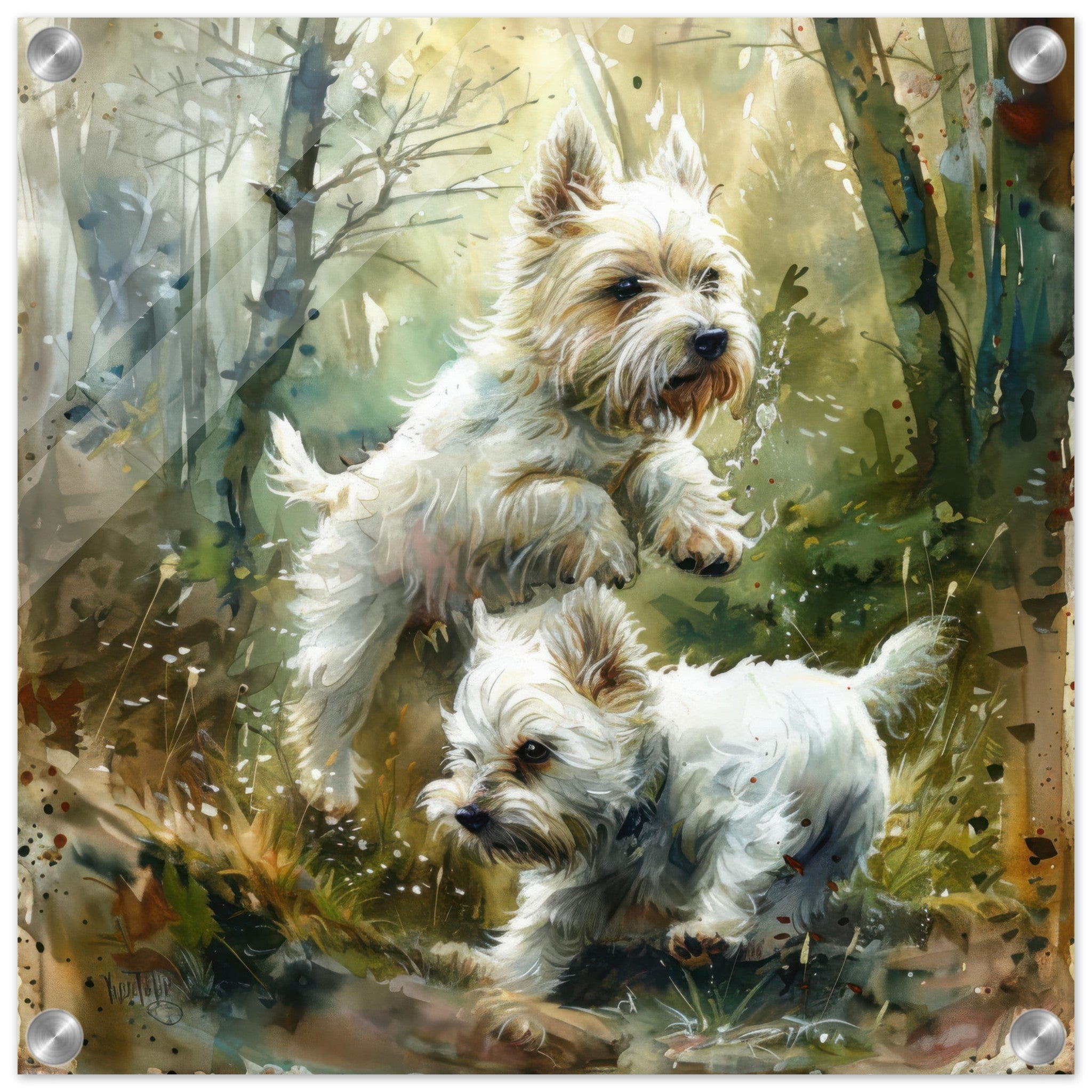 Acrylic Print Square - Dogs Westie Art1 - Shop Ai Art WebShop - Digital Art online Store