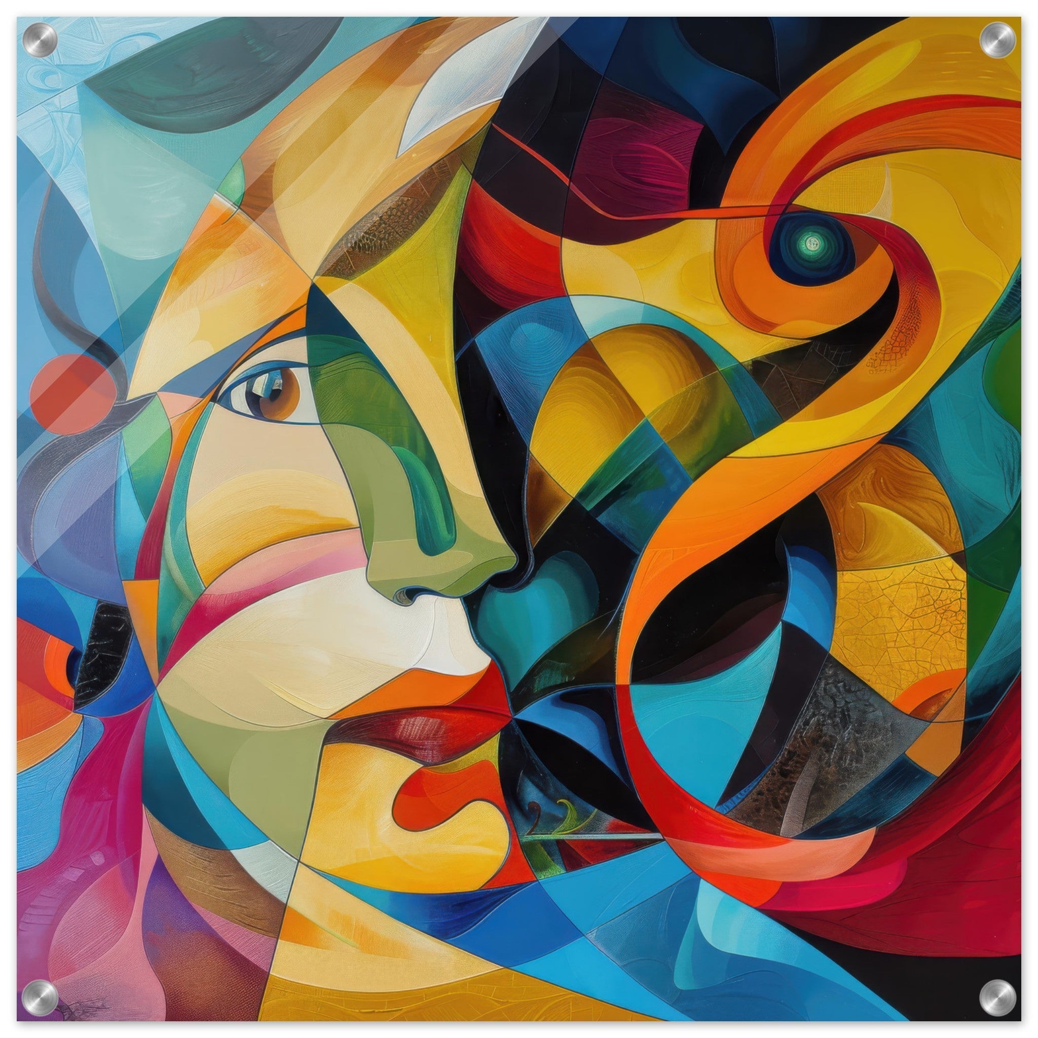 Acrylic Print Square - Face of the moon abstract art style - Shop Ai Art WebShop - Digital Art online Store