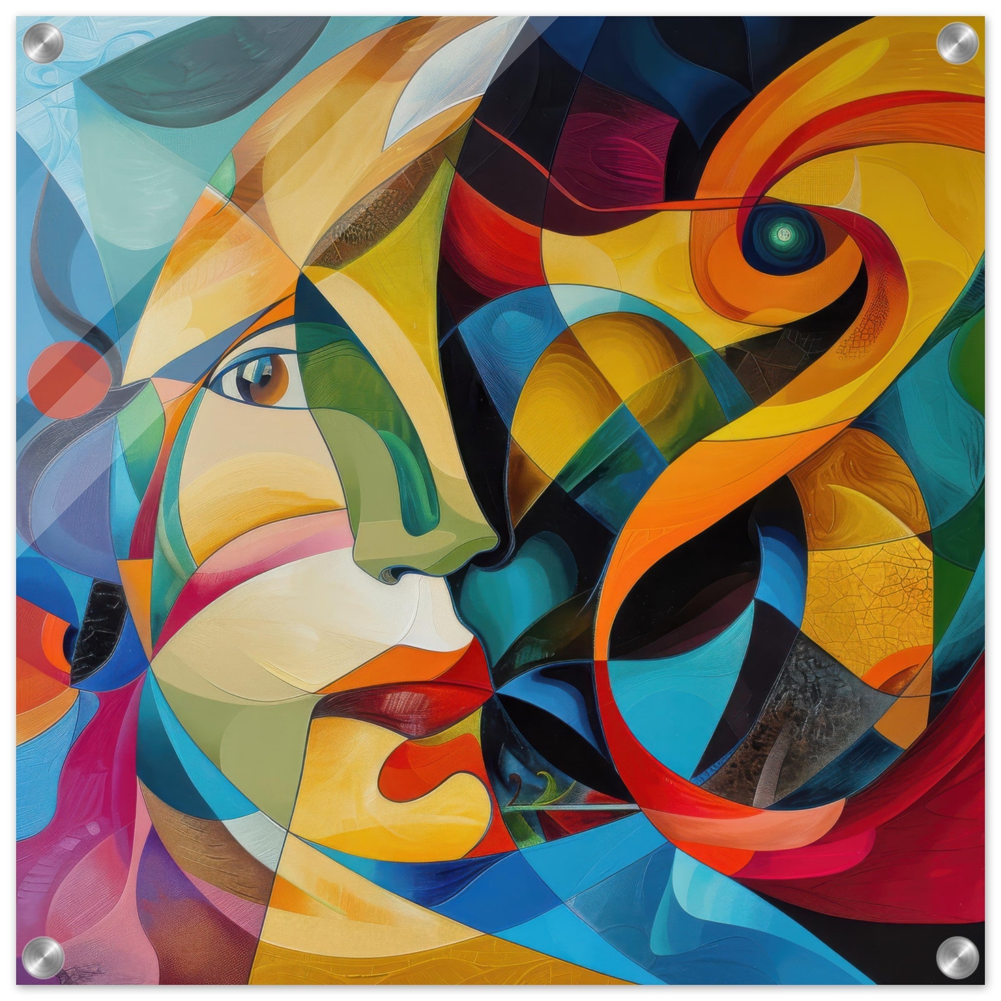 Acrylic Print Square - Face of the moon abstract art style - Shop Ai Art WebShop - Digital Art online Store