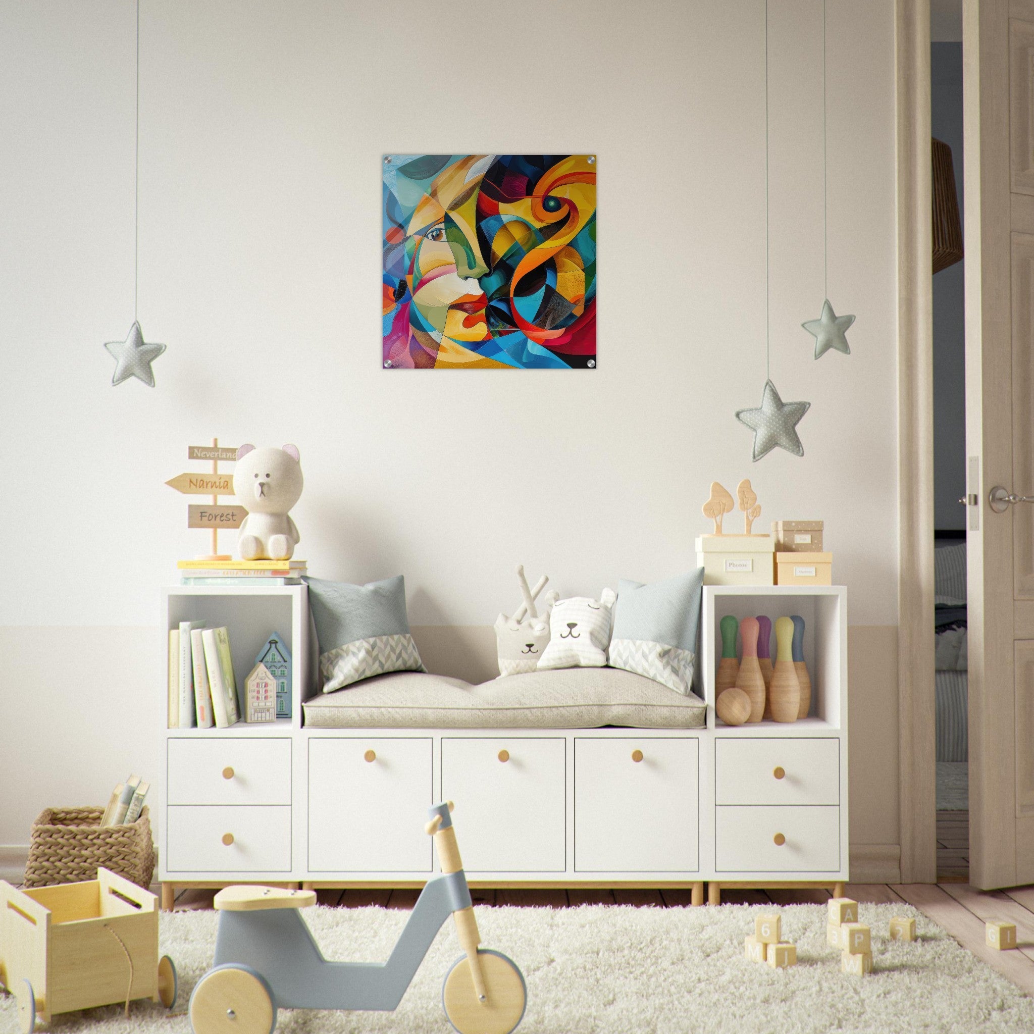 Acrylic Print Square - Face of the moon abstract art style - Shop Ai Art WebShop - Digital Art online Store