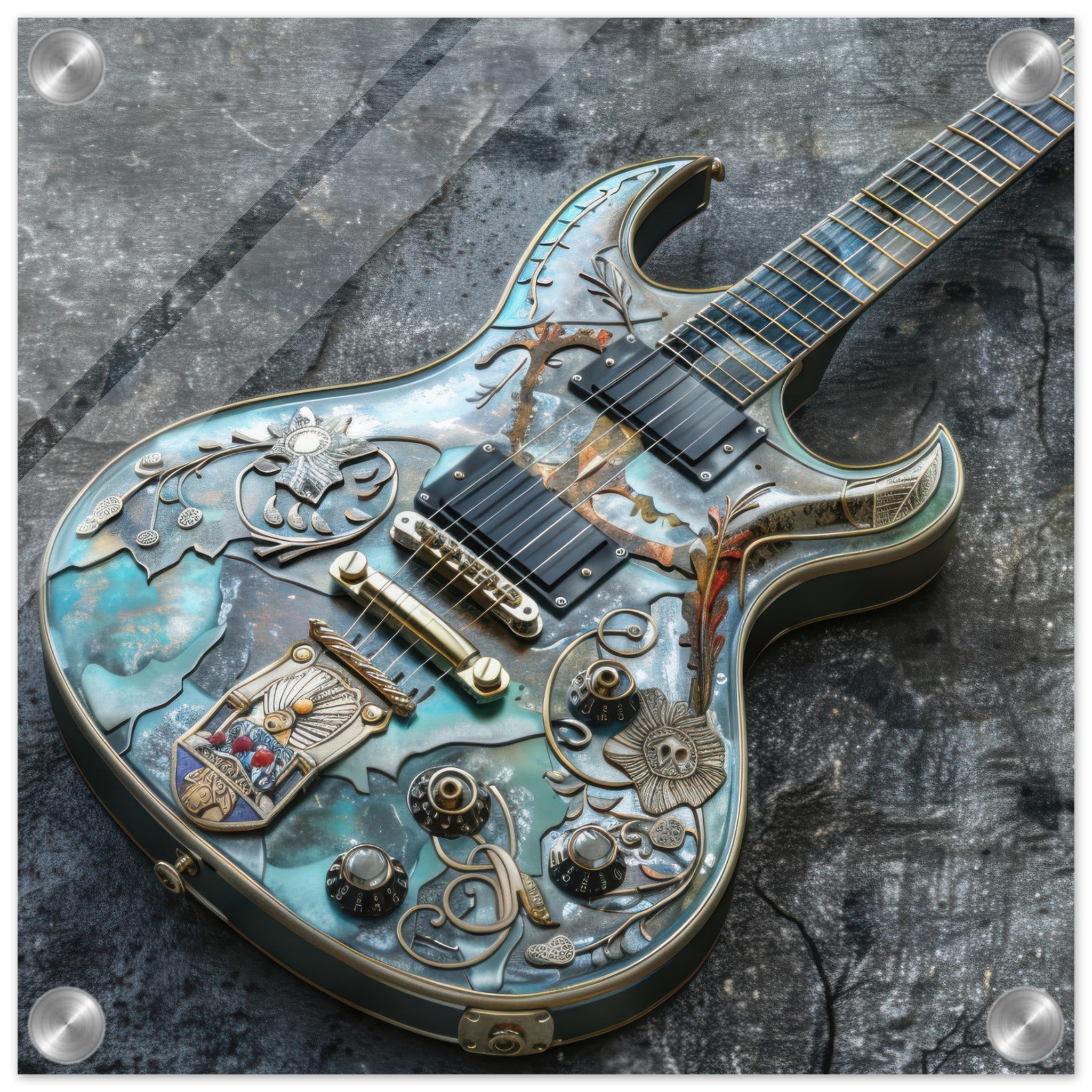 Acrylic Print Square - Guitar Art - Shop Ai Art WebShop - Digital Art online Store