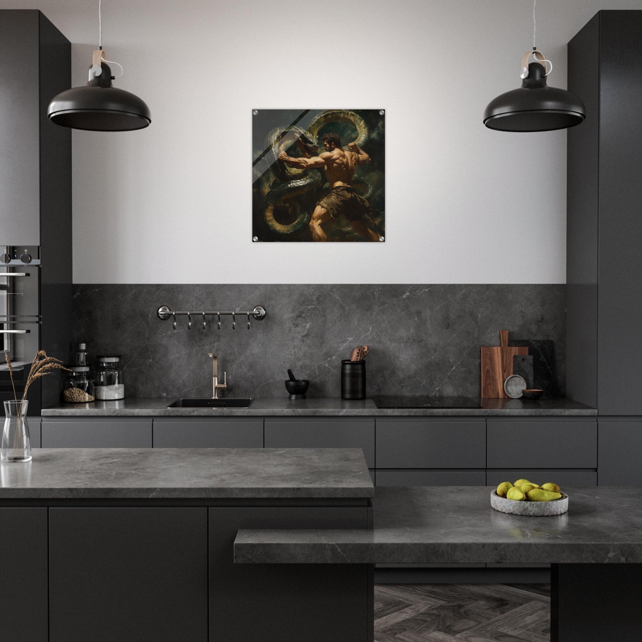 Acrylic Print Square - Hercules Battling the Hydra - Shop Ai Art WebShop - Digital Art online Store