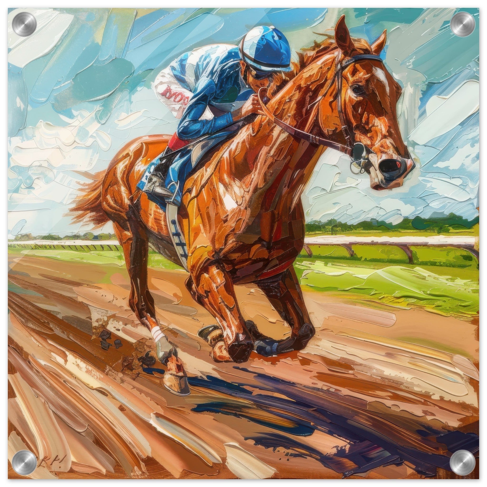 Acrylic Print Square - Horse Racing - Shop Ai Art WebShop - Digital Art online Store