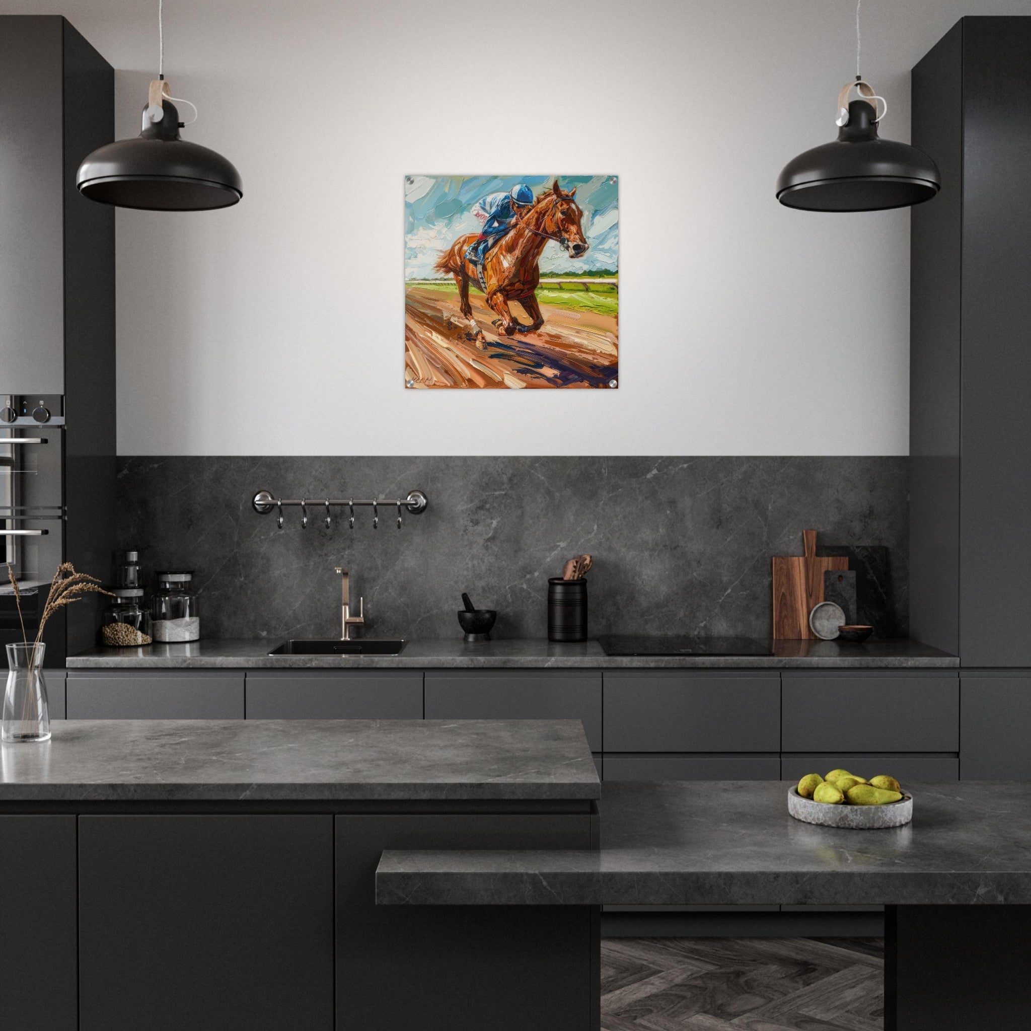 Acrylic Print Square - Horse Racing - Shop Ai Art WebShop - Digital Art online Store