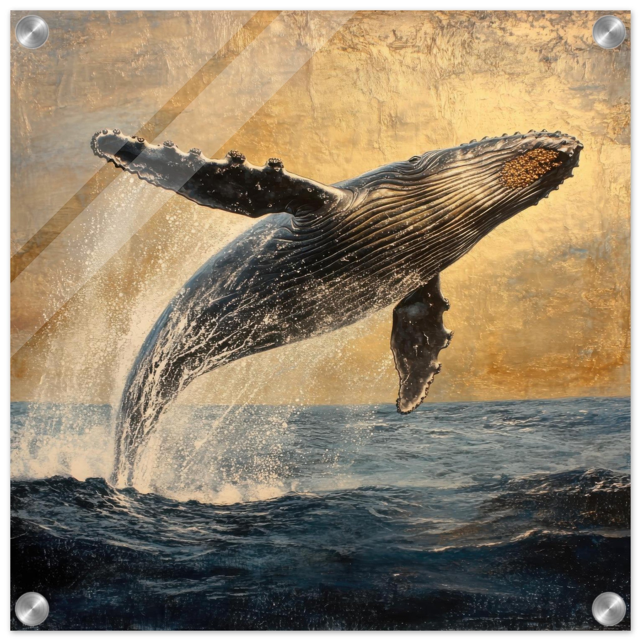 Acrylic Print Square - Humpback Whale Breaching the Ocean - Shop Ai Art WebShop - Digital Art online Store