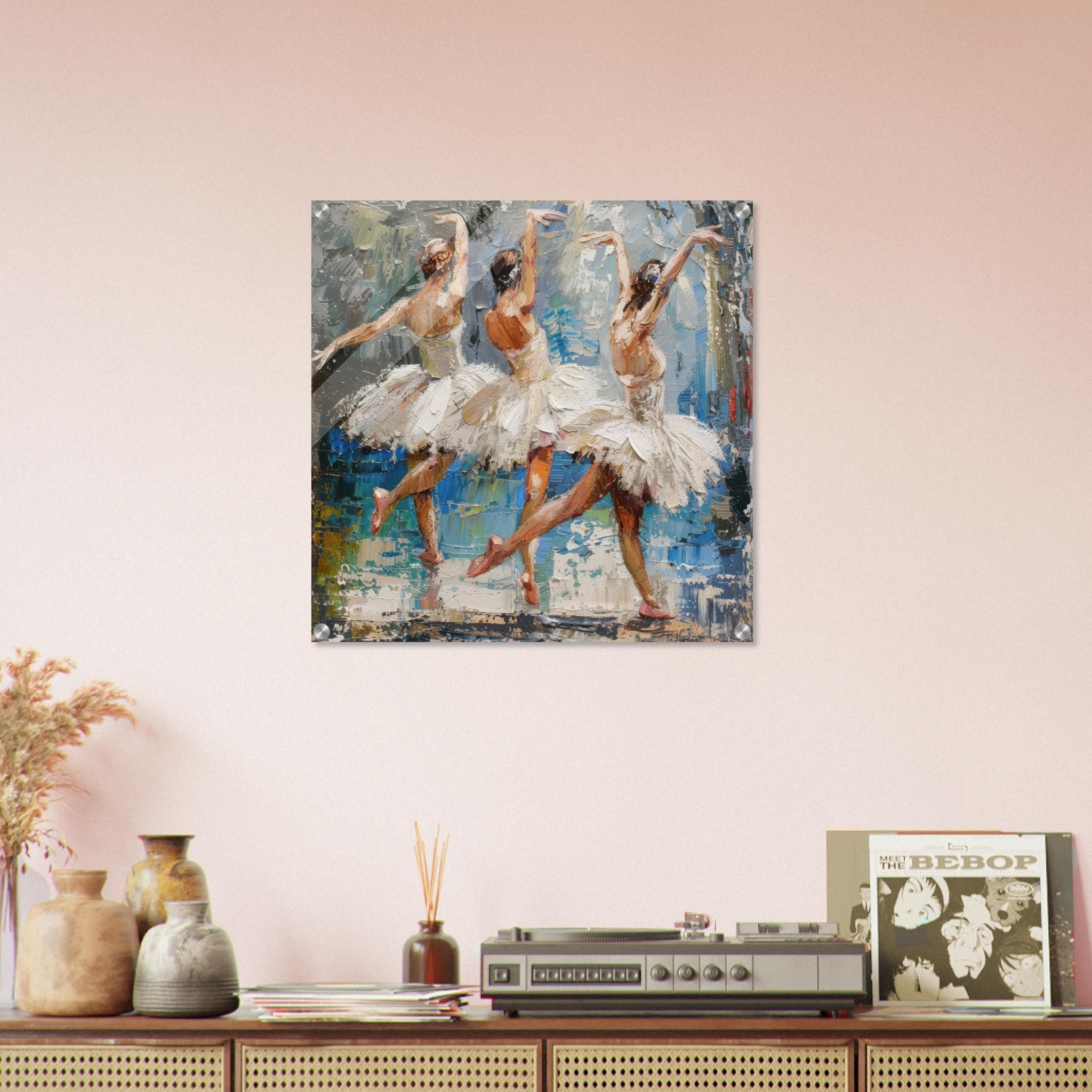 Acrylic Print Square - Impressionism ballet dansers dancing the swan - Shop Ai Art WebShop - Digital Art online Store