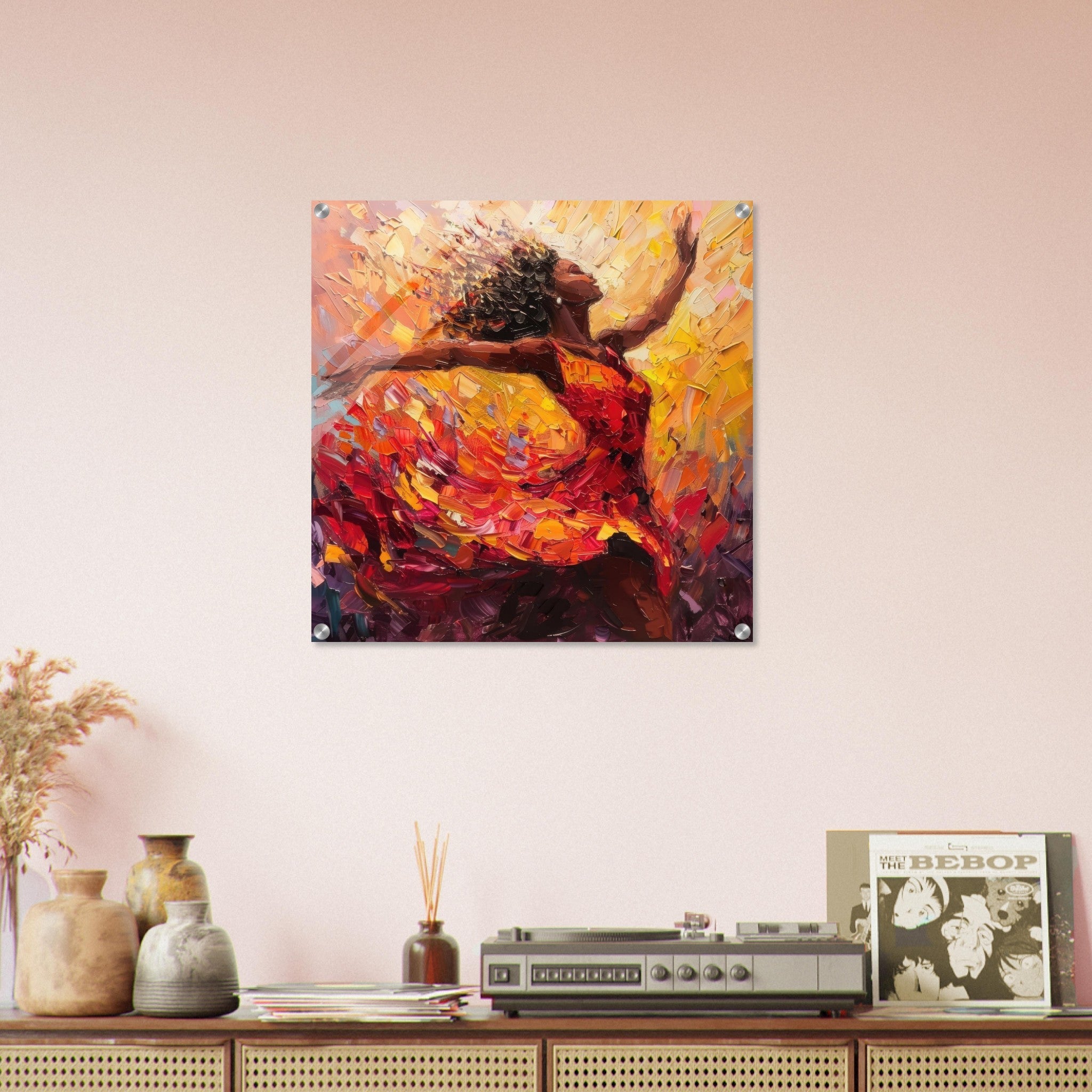 Acrylic Print Square - Impressionism beautiful black woman dancing - Shop Ai Art WebShop - Digital Art online Store