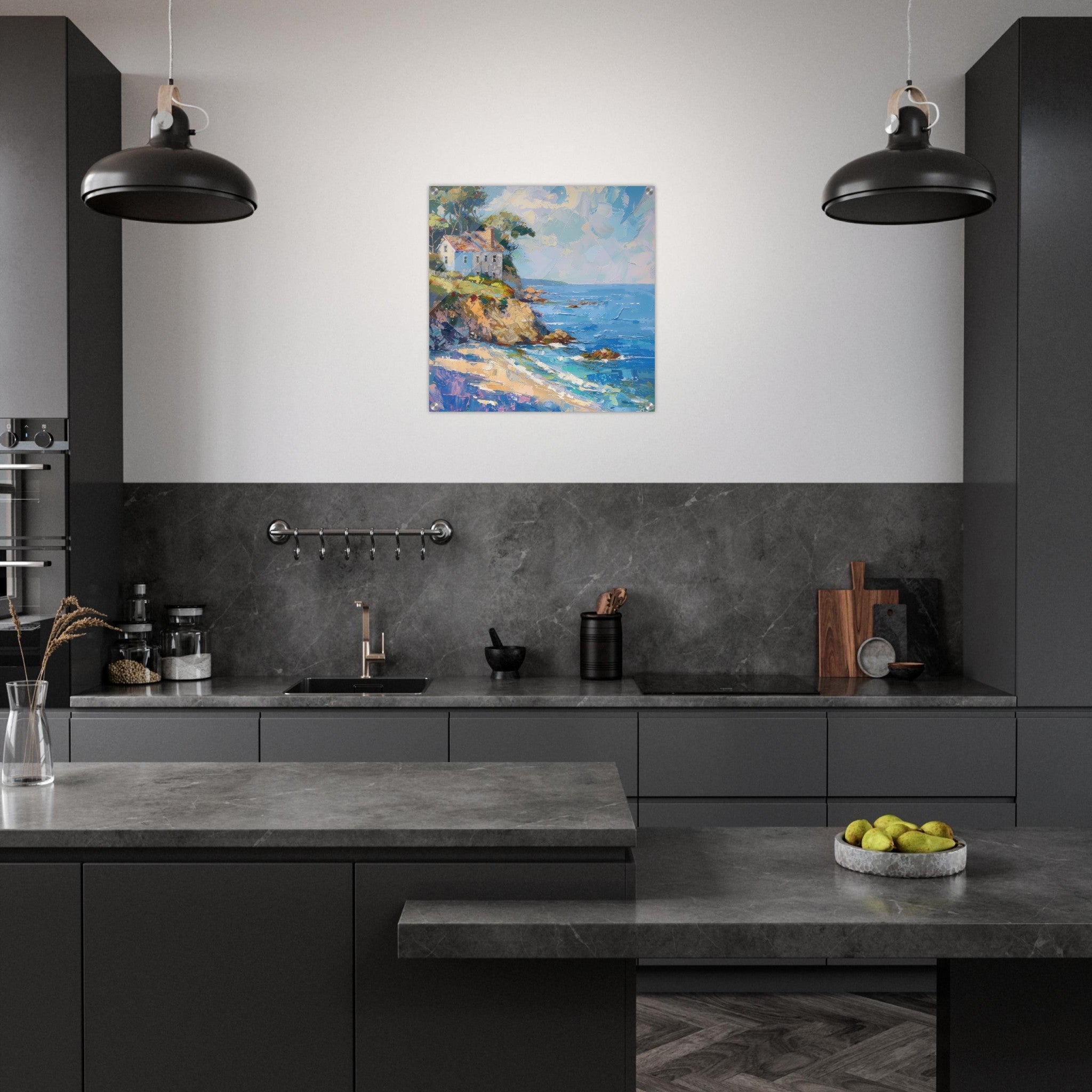 Acrylic Print Square - Impressionism coastal style beach feeling 1 - Shop Ai Art WebShop - Digital Art online Store