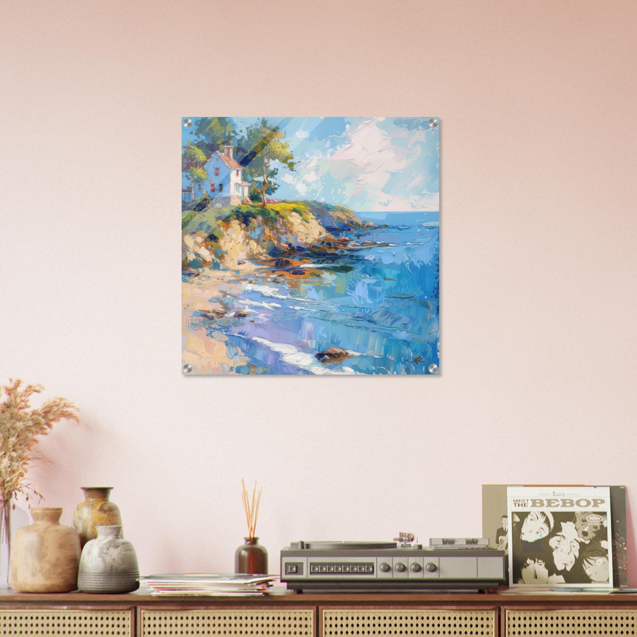 Acrylic Print Square - Impressionism coastal style beach feeling 5 - Shop Ai Art WebShop - Digital Art online Store