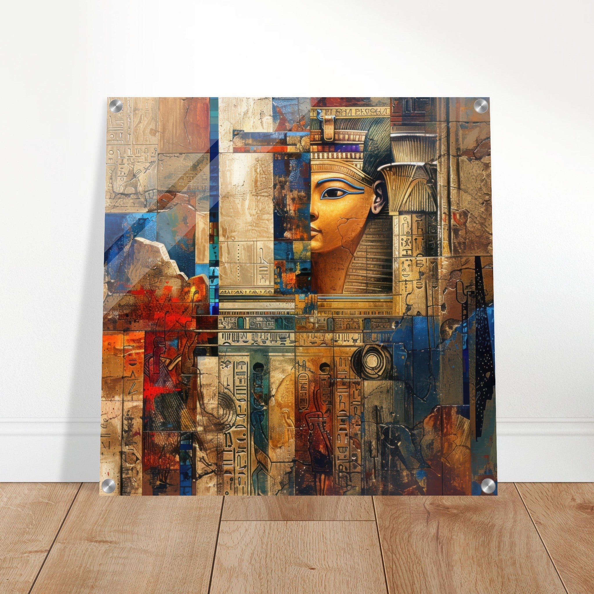 Acrylic Print Square - Old culture of Egypt in abstract style - Shop Ai Art WebShop - Digital Art online Store