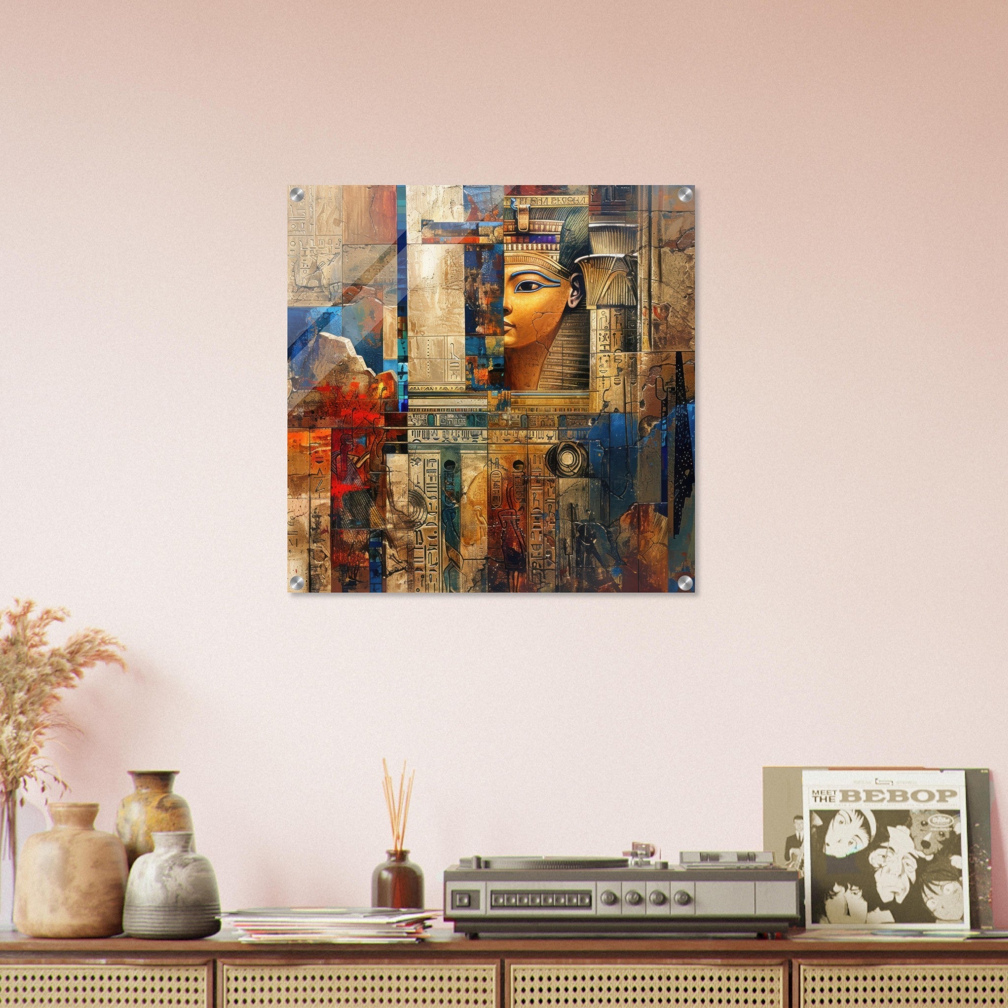 Acrylic Print Square - Old culture of Egypt in abstract style - Shop Ai Art WebShop - Digital Art online Store
